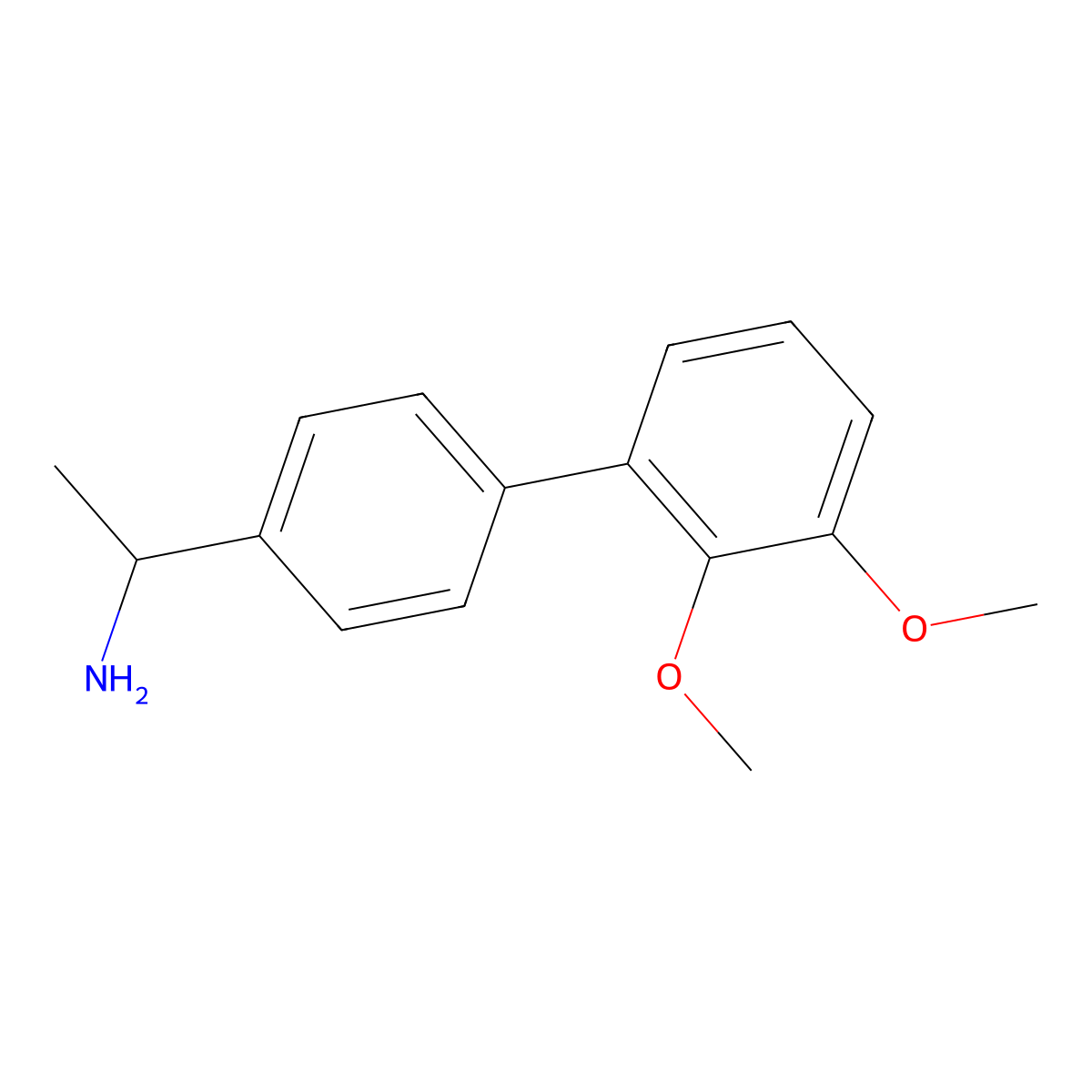 1-[4-(2,3-Dimethoxyphenyl)phenyl]ethan-1-amine molecular structure, CAS 1558497-59-8