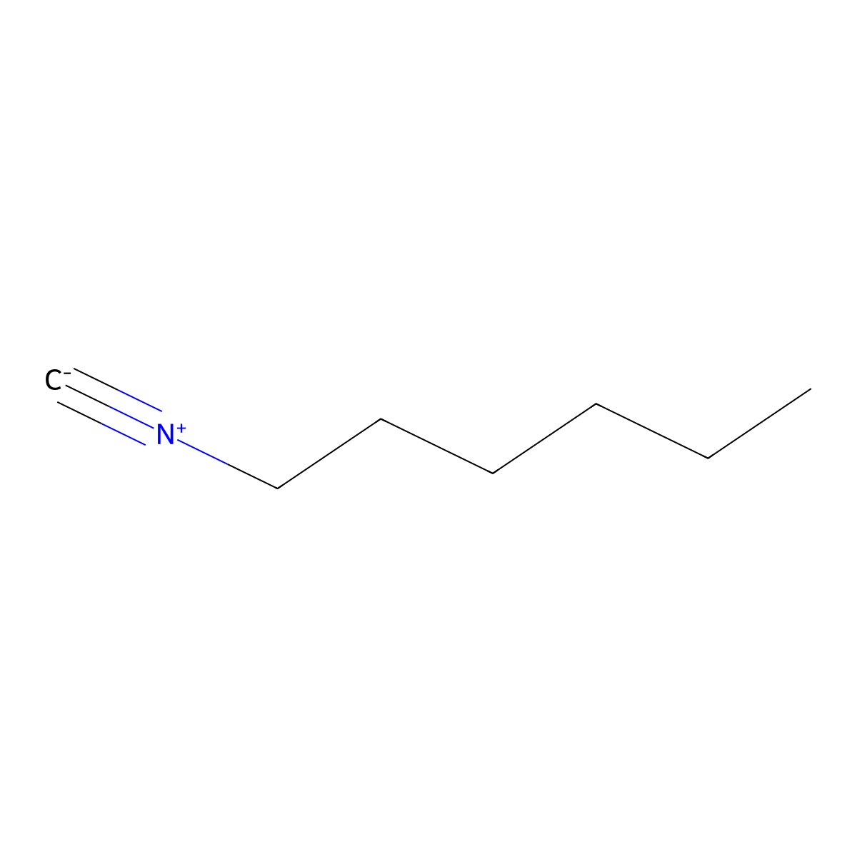 Hexyl isocyanide molecular structure, CAS 15586-23-9