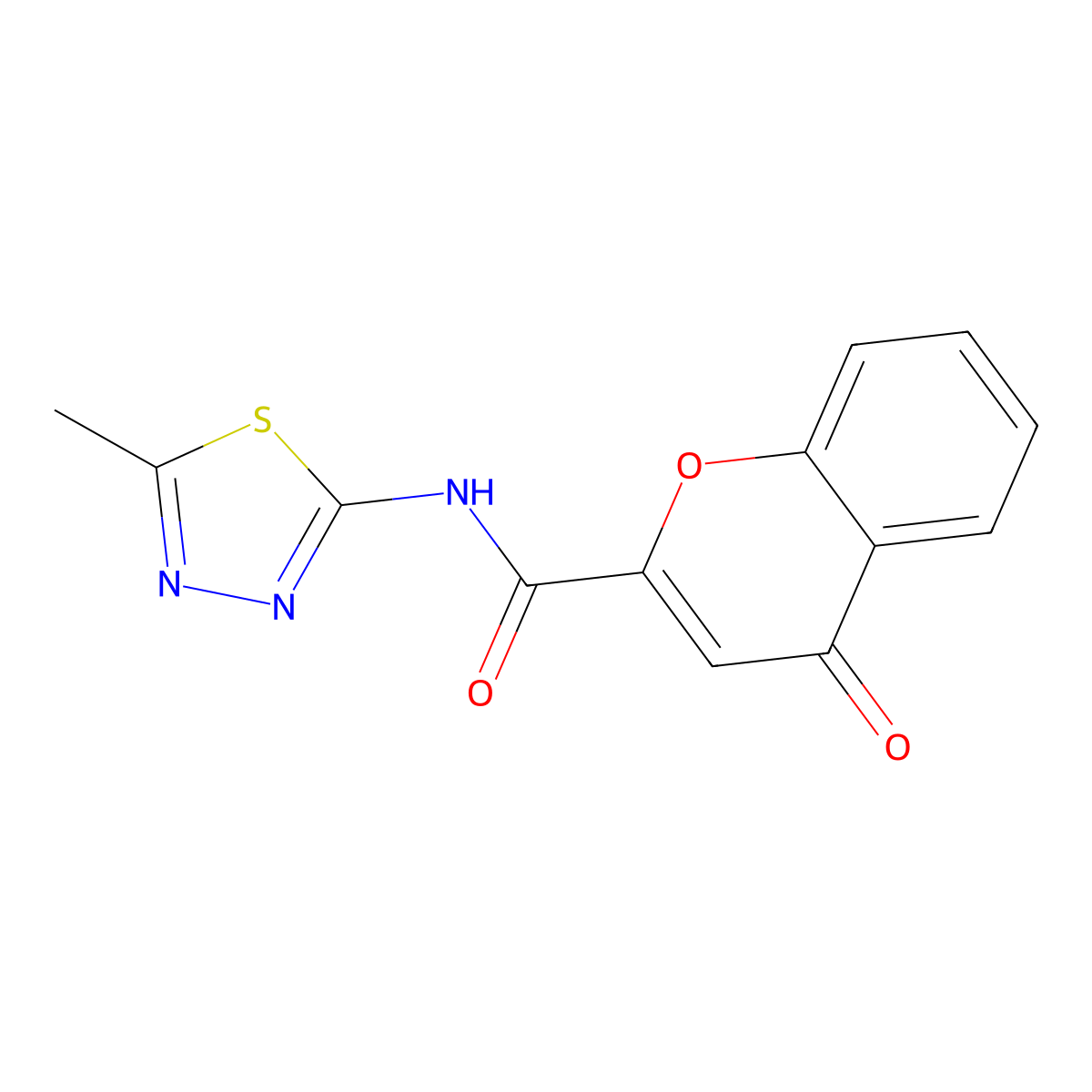 N-(5-Methyl-1,3,4-thiadiazol-2-yl)-4-oxo-4H-chromene-2-carboxamide molecular structure, CAS 155860-19-8