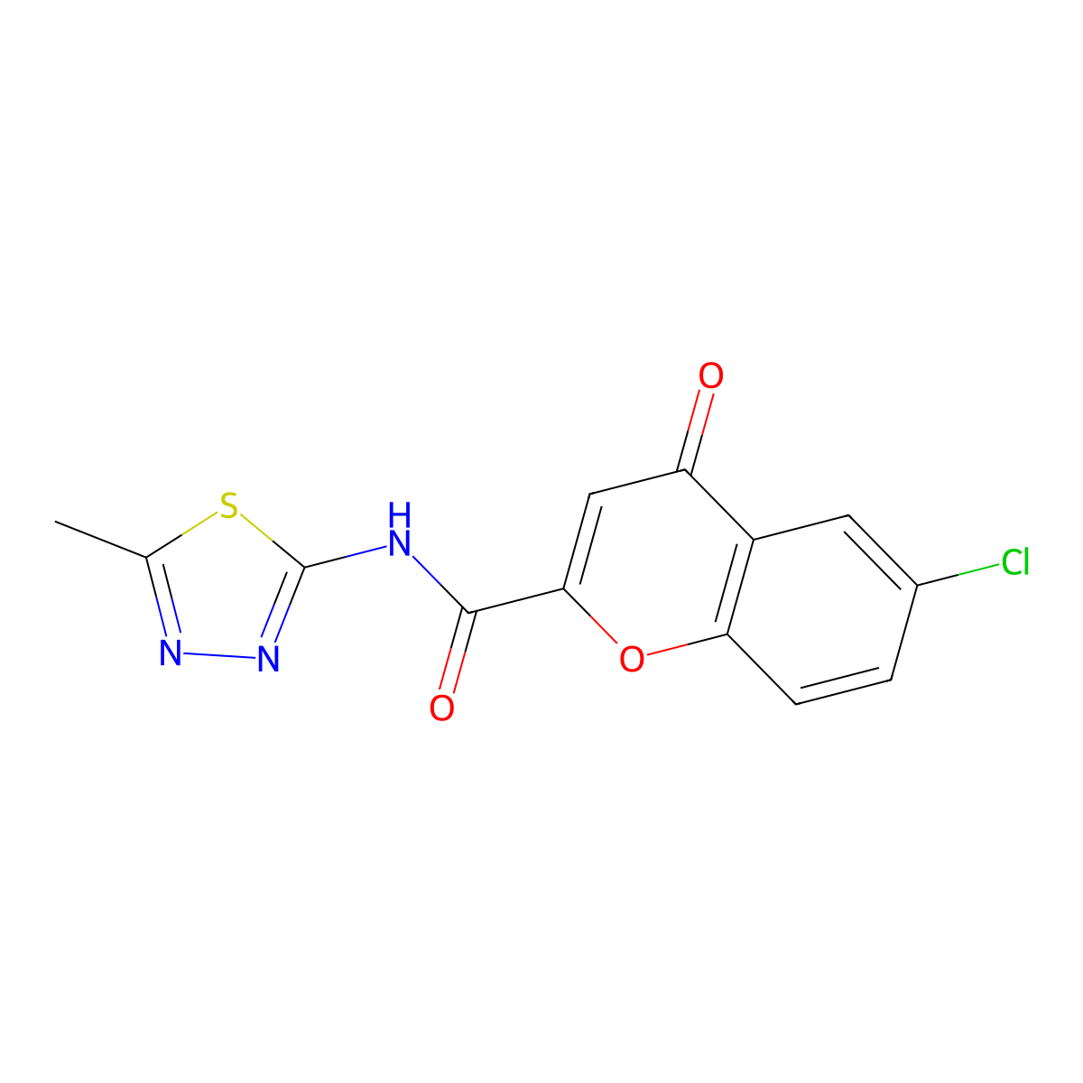 6-chloro-N-(5-methyl-1,3,4-thiadiazol-2-yl)-4-oxo-4H-chromene-2-carboxamide molecular structure, CAS 155860-21-2