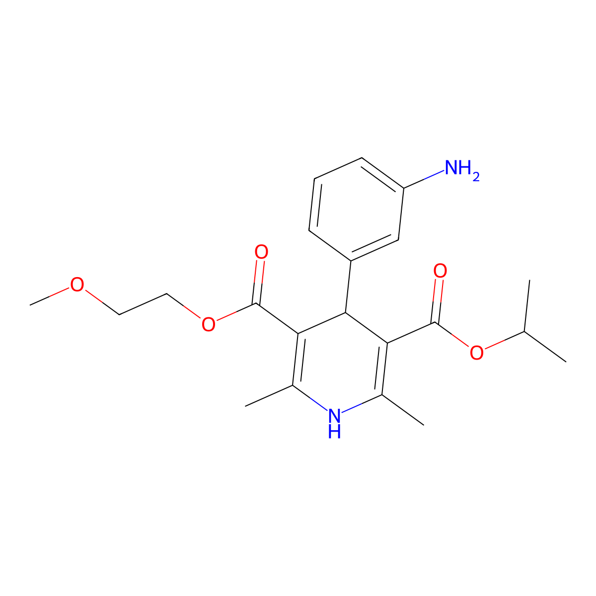 Isopropyl 4-(3-Aminophenyl)-1,4-dihydro-5-(2-methoxyethoxycarbonyl)-2,6-dimethylpyridine-3-carboxylate molecular structure, CAS 155861-24-8