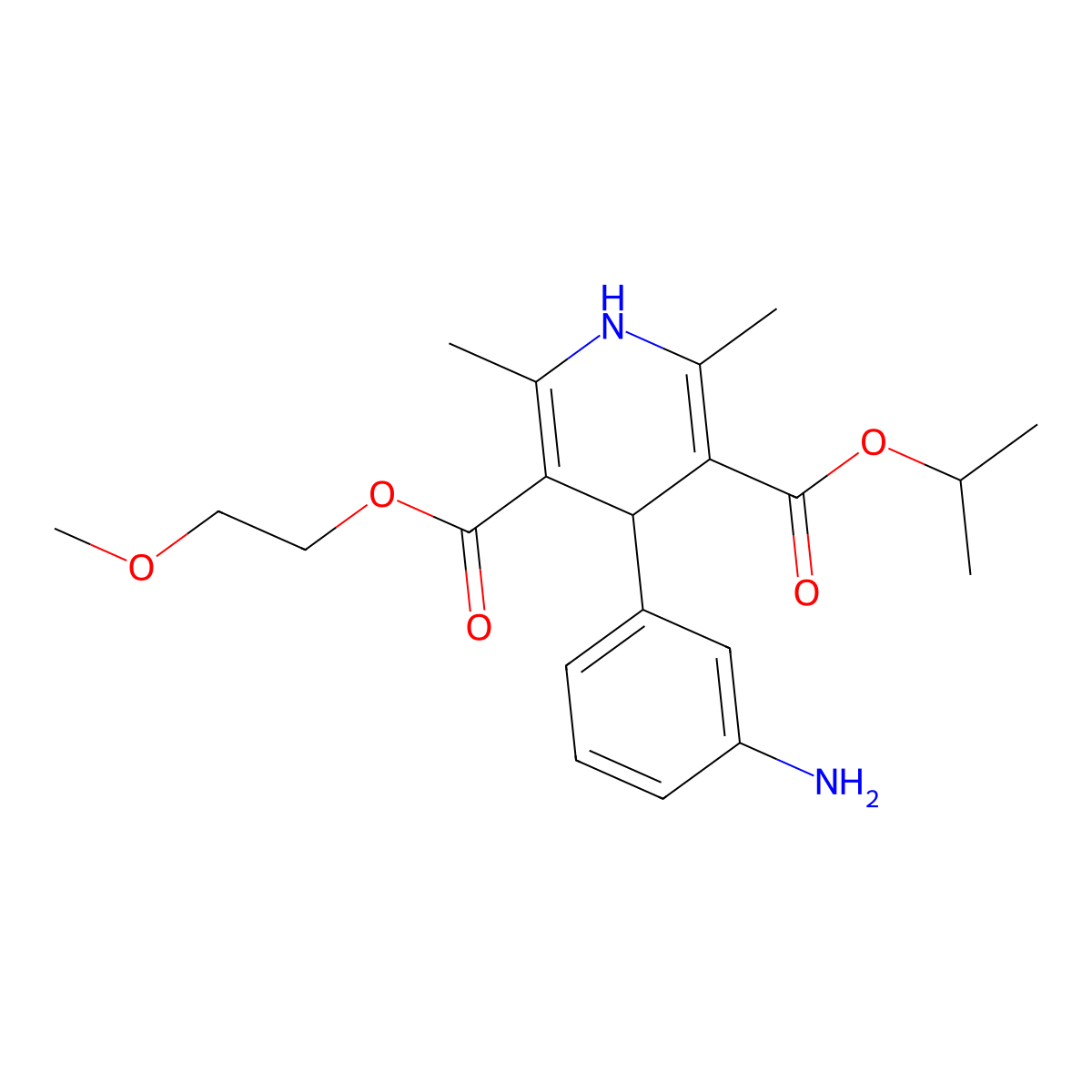 Isopropyl 4-(3-Aminophenyl)-1,4-dihydro-5-(2-methoxyethoxycarbonyl)-2,6-dimethylpyridine-3-carboxylate molecular structure, CAS 155861-24-8