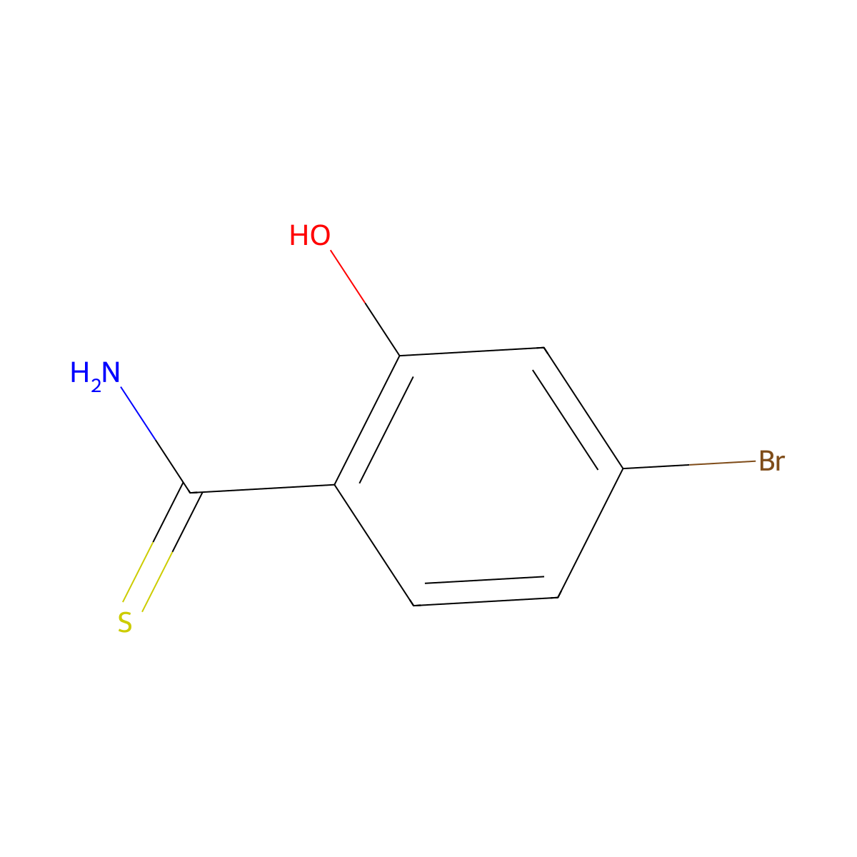 4-Bromo-2-hydroxybenzene-1-carbothioamide molecular structure, CAS 155862-56-9