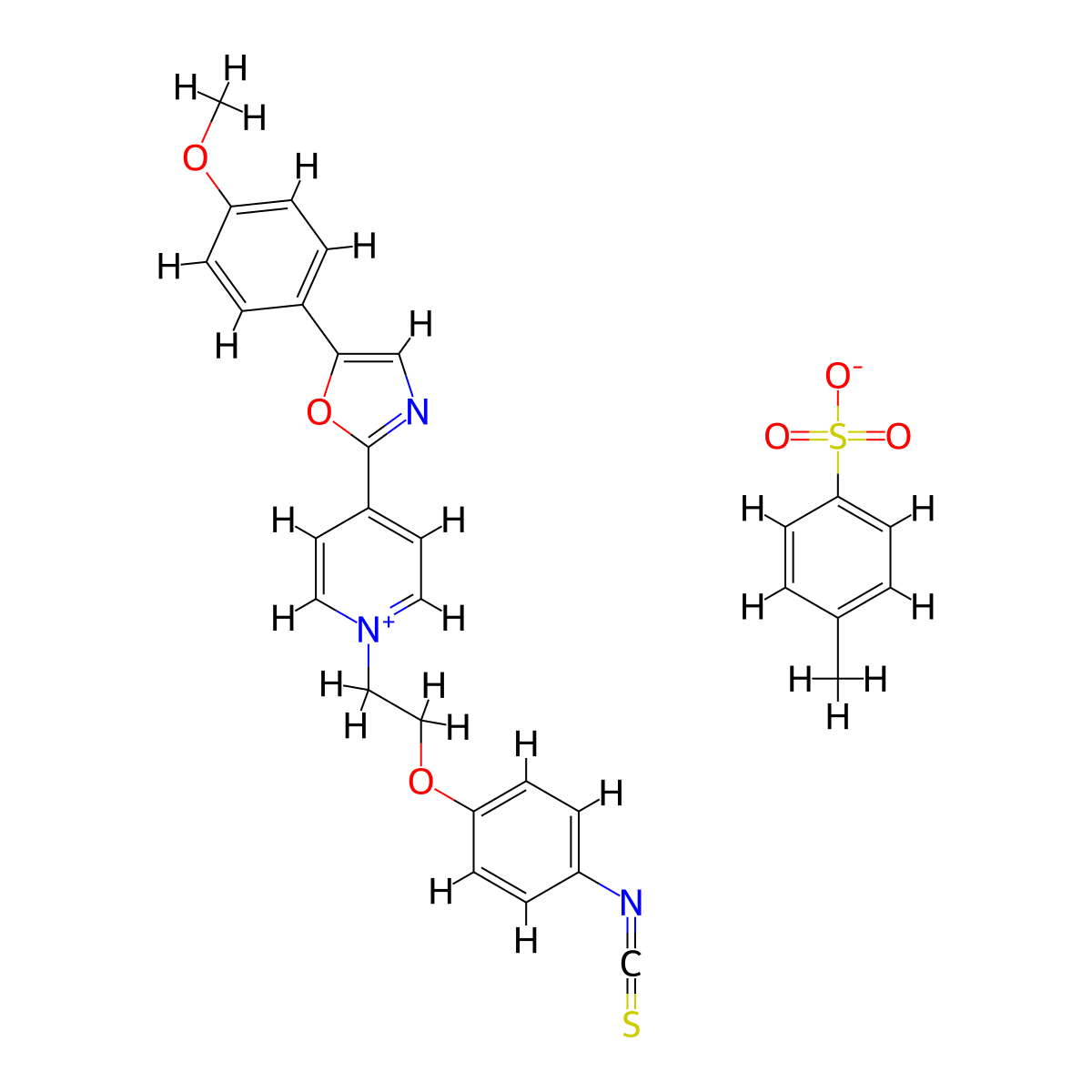 1-(2-(4-Isothiocyanatophenoxy)ethyl)-4-(5-(4-methoxyphenyl)-2-oxazolyl)pyridinium tosylate molecular structure, CAS 155862-93-4
