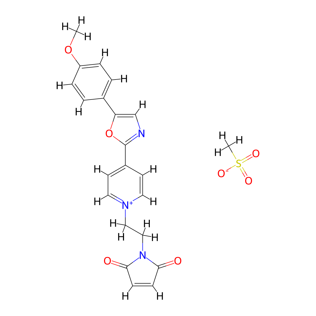 1-(2-(2,5-Dioxo-2,5-dihydro-1H-pyrrol-1-yl)ethyl)-4-(5-(4-methoxyphenyl)oxazol-2-yl)pyridin-1-ium methanesulfonate molecular structure, CAS 155862-97-8