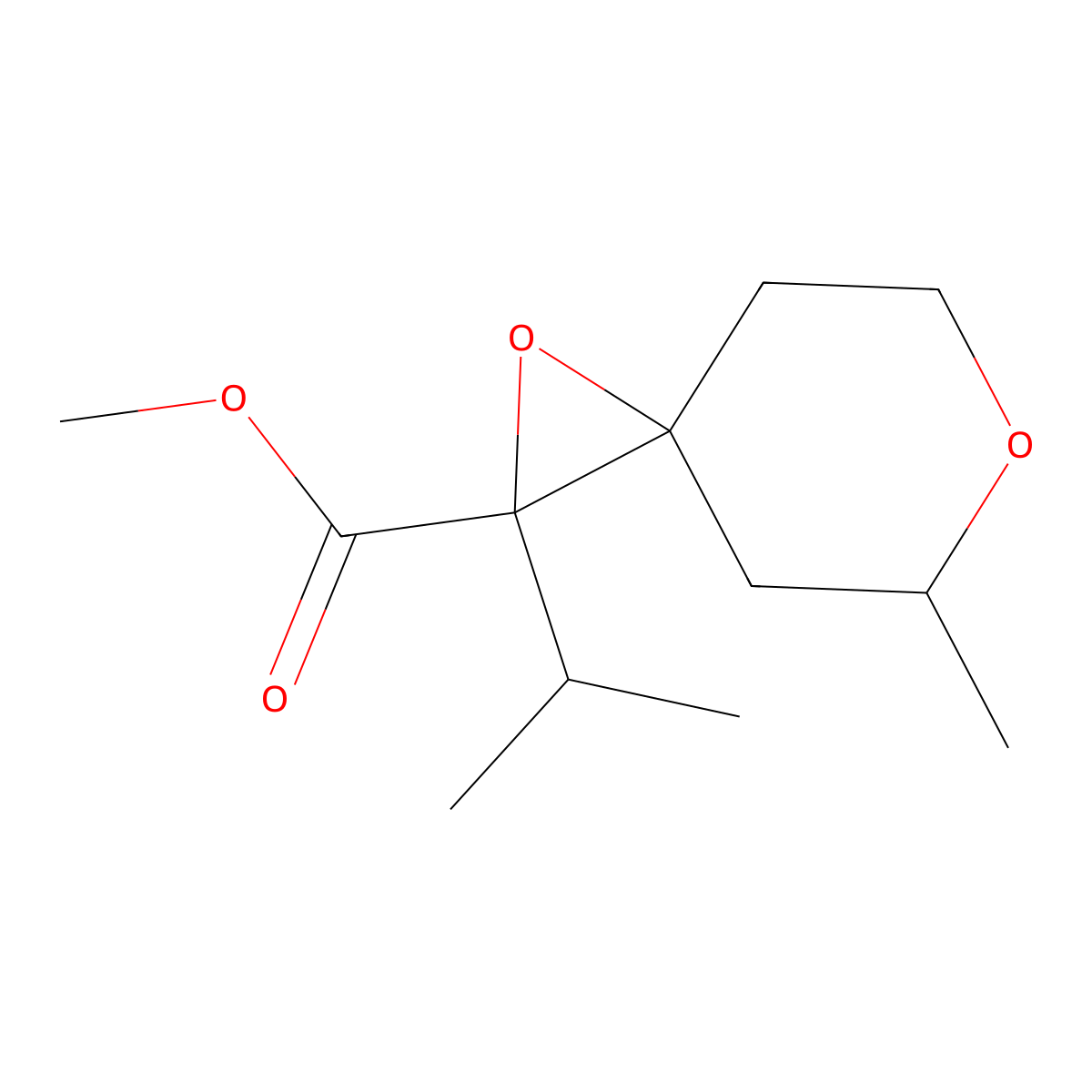 Methyl 2-isopropyl-5-methyl-1,6-dioxaspiro[2.5]octane-2-carboxylate molecular structure, CAS 1558689-88-5