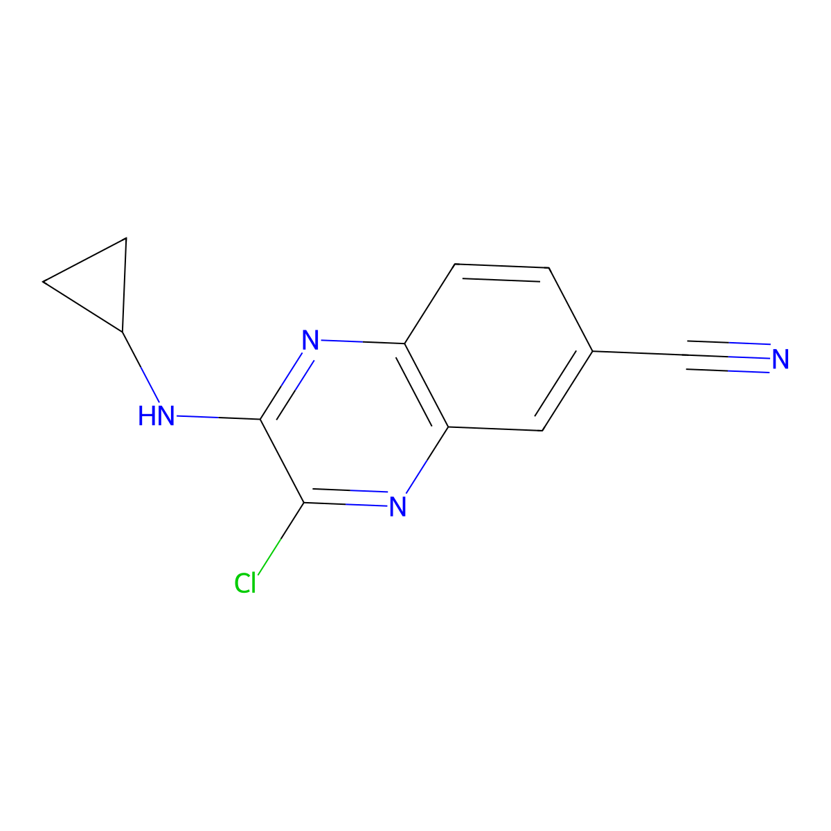3-Chloro-2-(cyclopropylamino)quinoxaline-6-carbonitrile molecular structure, CAS 1558732-99-2