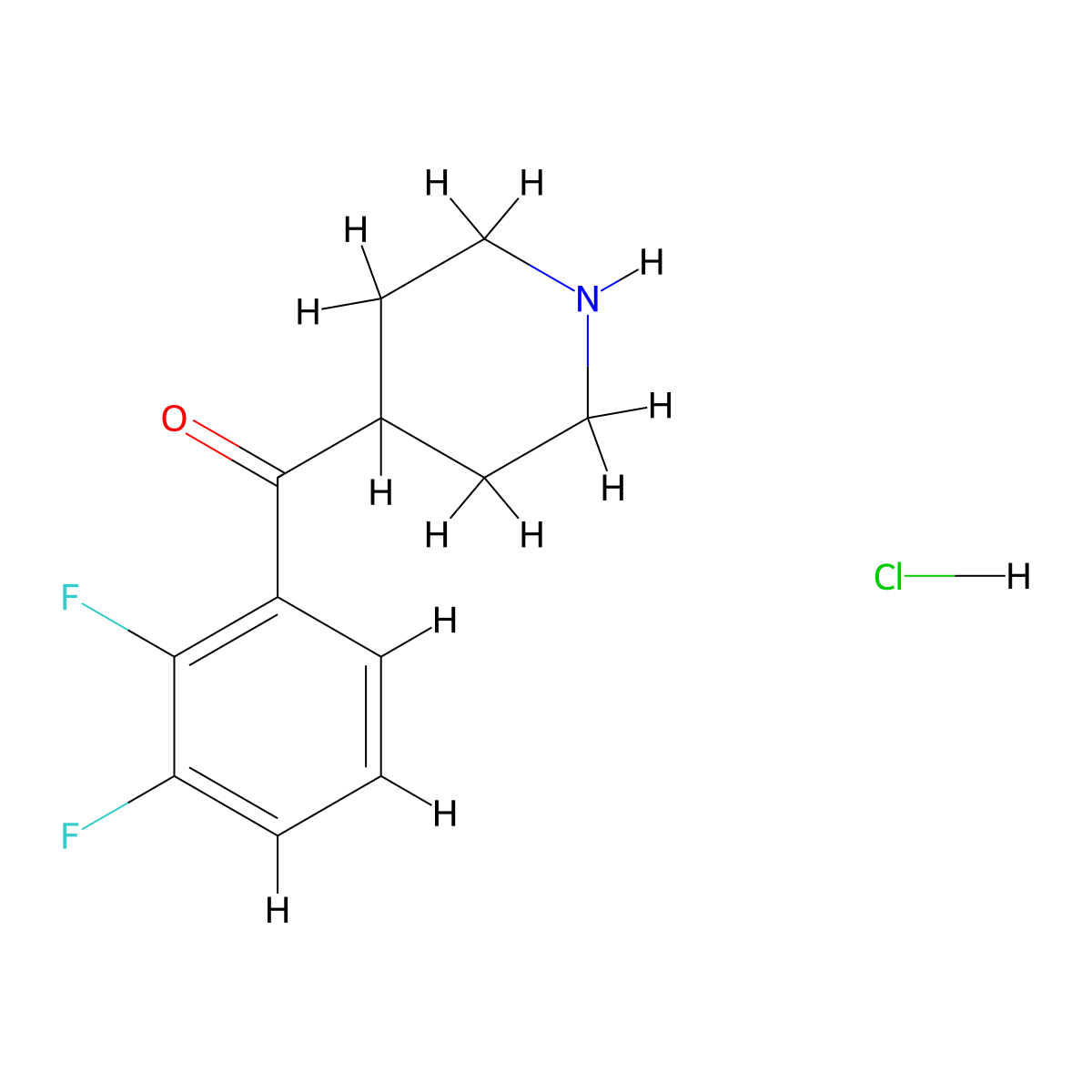 (2,3-Difluorophenyl)(piperidin-4-yl)methanone hydrochloride molecular structure, CAS 1558734-77-2