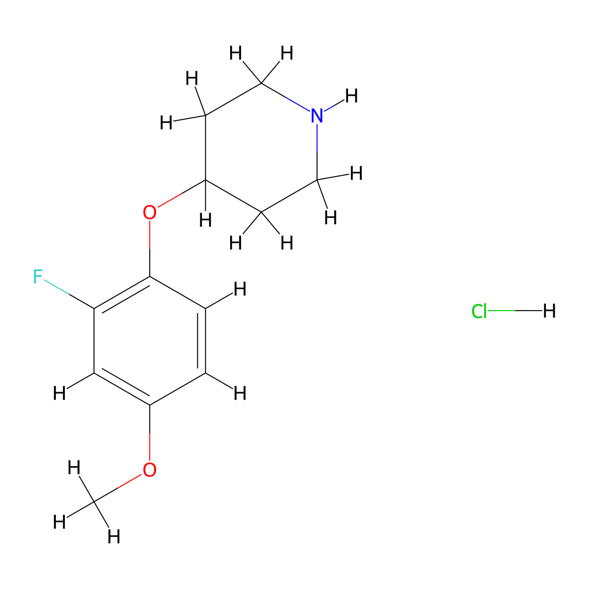 4-(2-Fluoro-4-methoxyphenoxy)piperidine hydrochloride molecular structure, CAS 1558736-20-1