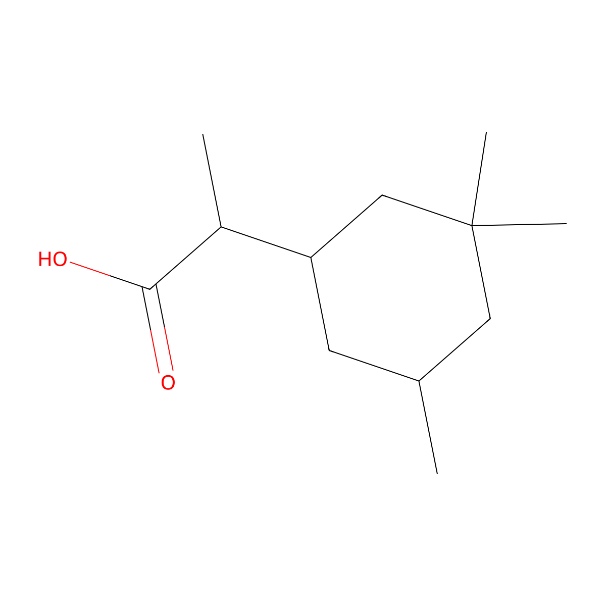 2-(3,3,5-Trimethylcyclohexyl)propanoic acid molecular structure, CAS 1558770-80-1