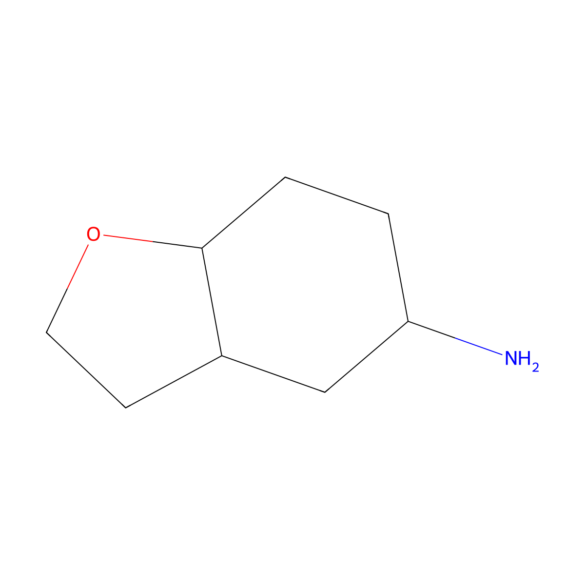 Octahydro-1-benzofuran-5-amine molecular structure, CAS 1558817-25-6