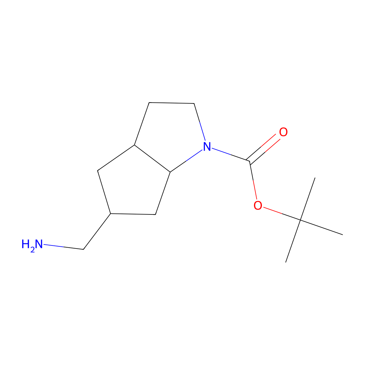 tert-Butyl 5-(aminomethyl)hexahydrocyclopenta[b]pyrrole-1(2H)-carboxylate molecular structure, CAS 1558826-60-0