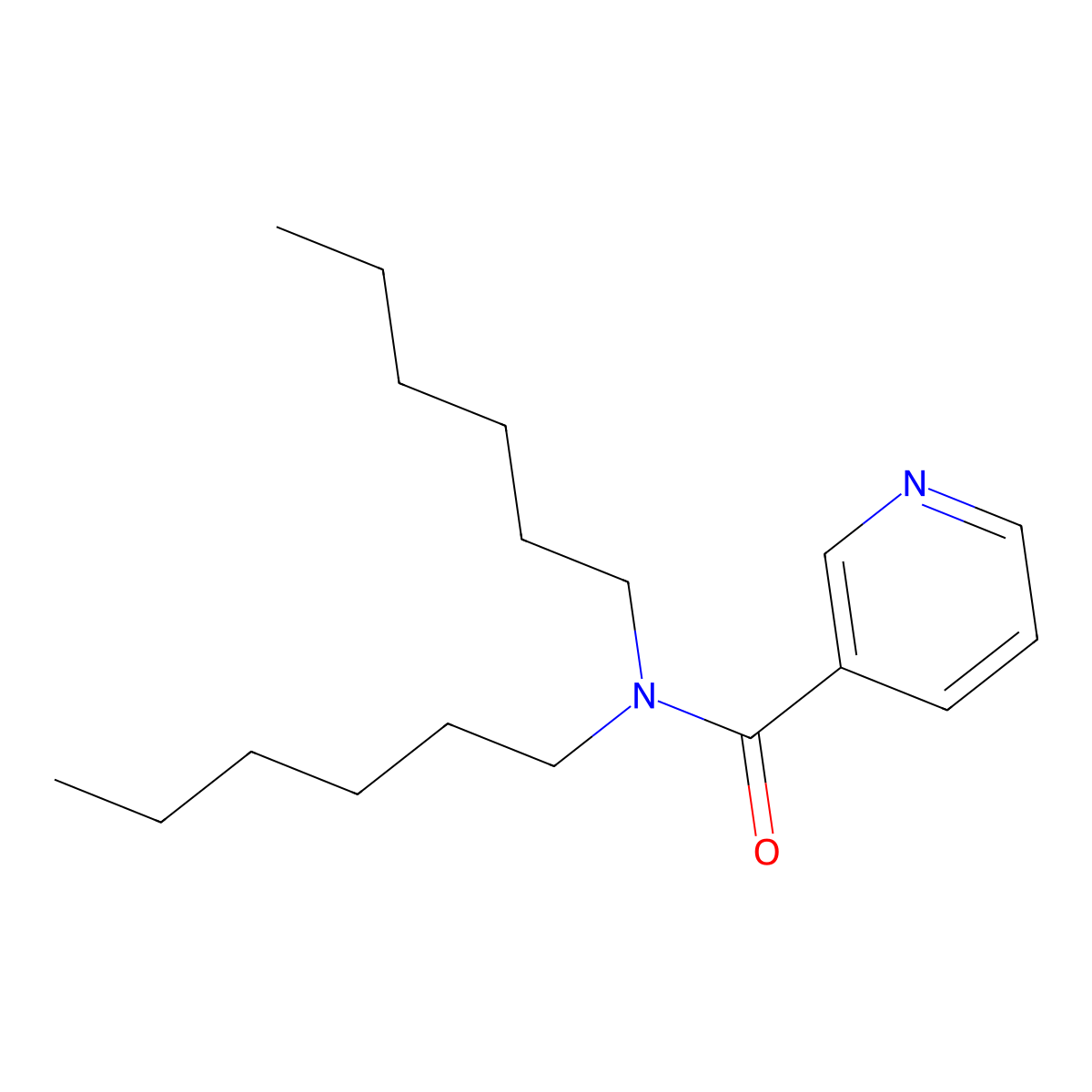 Nicotinamide, N,N-dihexyl- molecular structure, CAS 155887-89-1