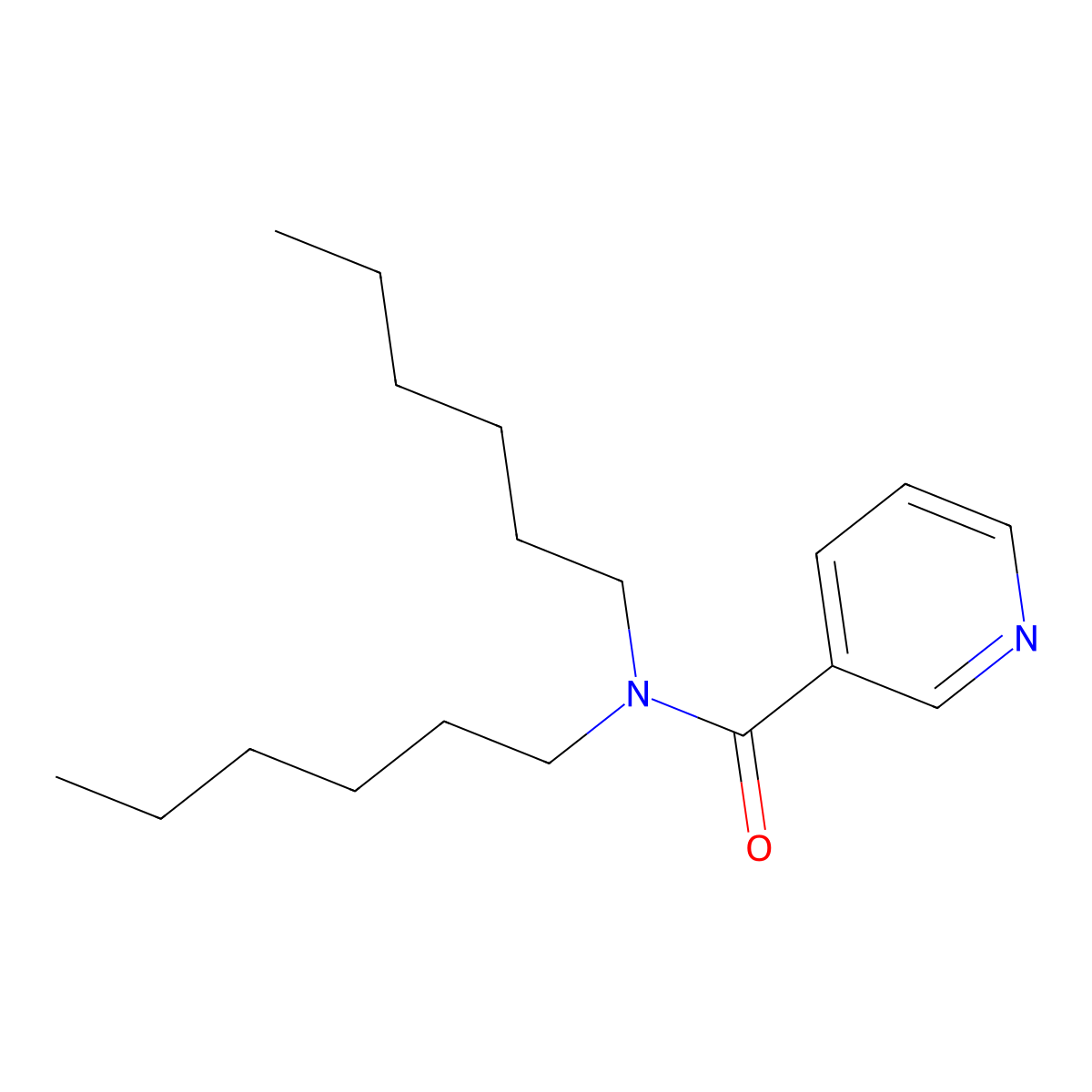 Nicotinamide, N,N-dihexyl- molecular structure, CAS 155887-89-1