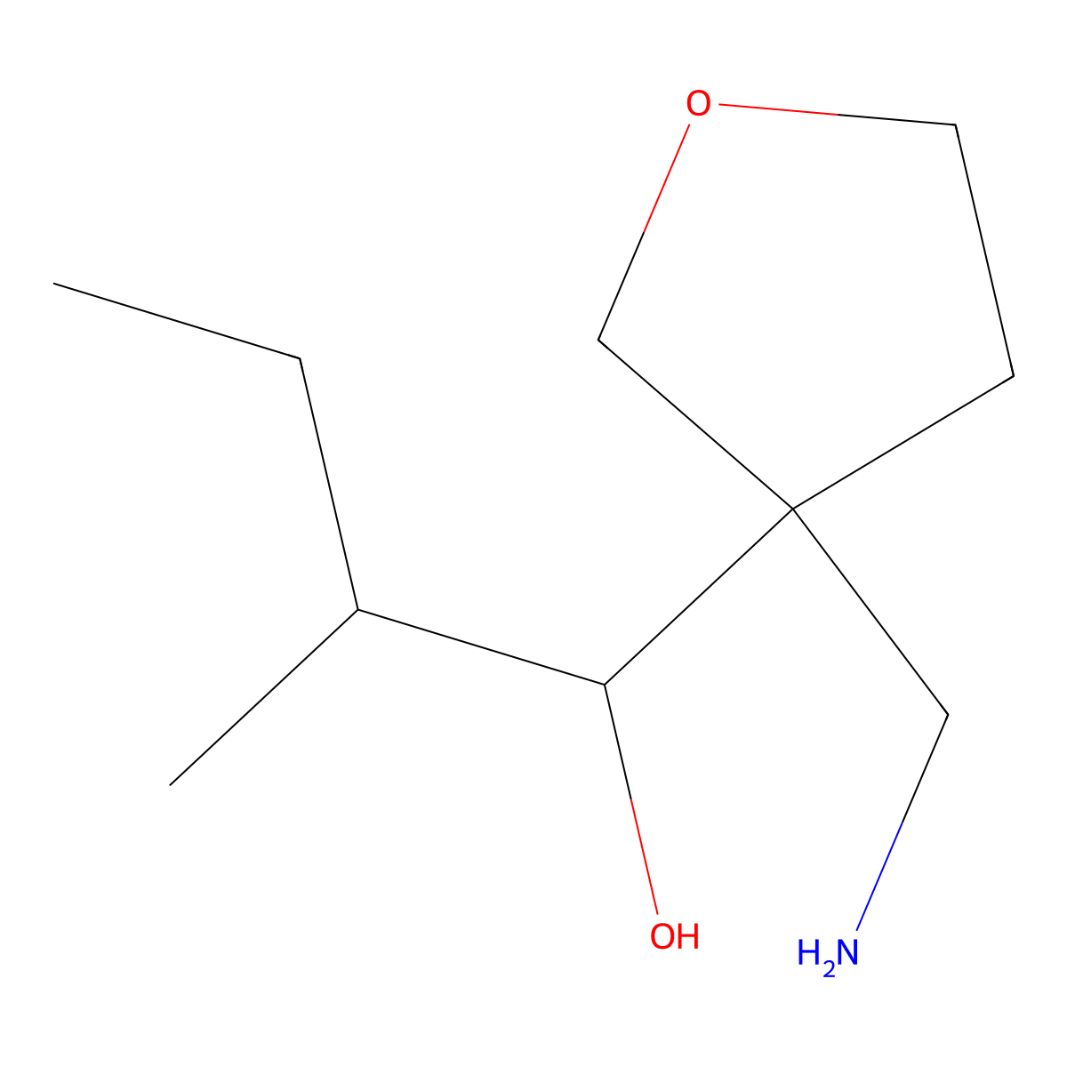 1-[3-(Aminomethyl)oxolan-3-yl]-2-methylbutan-1-ol molecular structure, CAS 1558916-31-6