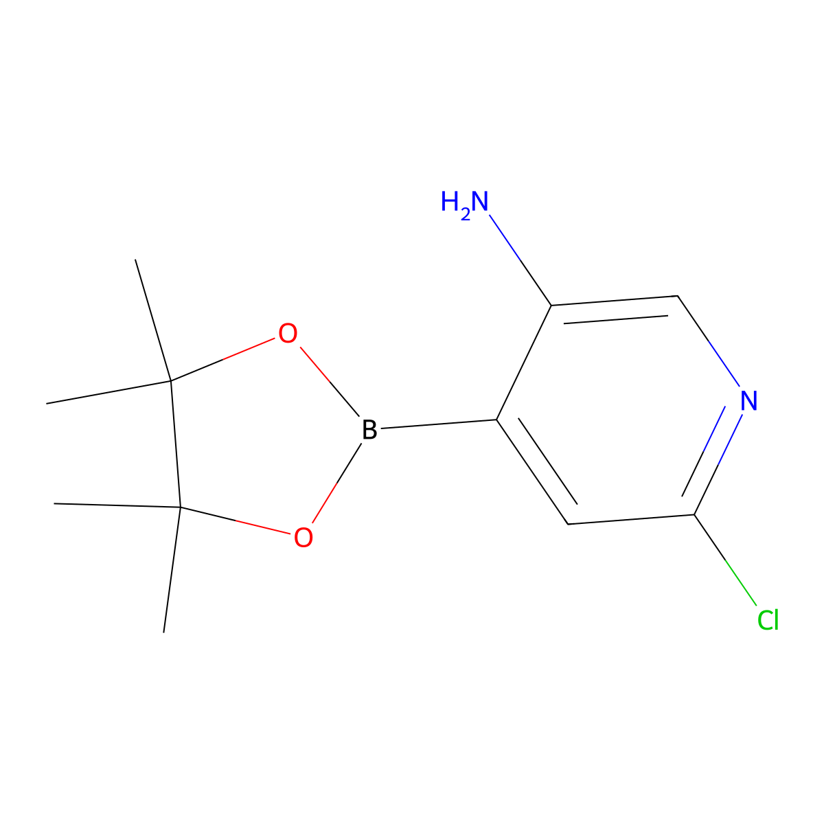 6-Chloro-4-(4,4,5,5-tetramethyl-1,3,2-dioxaborolan-2-yl)pyridin-3-amine molecular structure, CAS 1558927-18-6