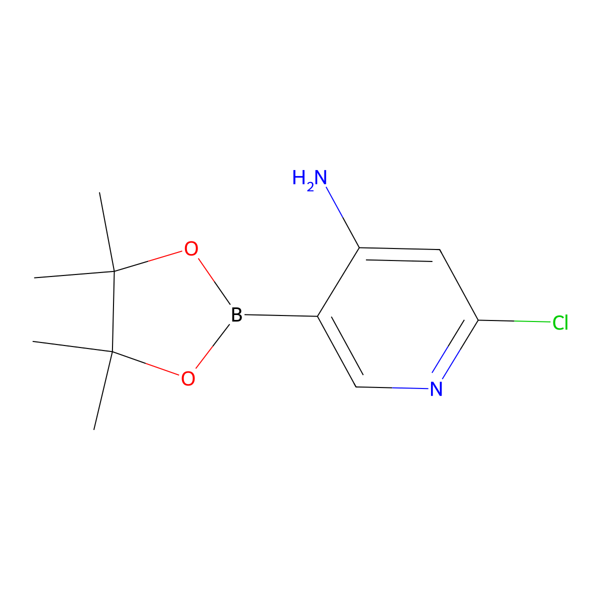 2-Chloro-5-(4,4,5,5-tetramethyl-1,3,2-dioxaborolan-2-yl)pyridin-4-amine molecular structure, CAS 1558927-36-8