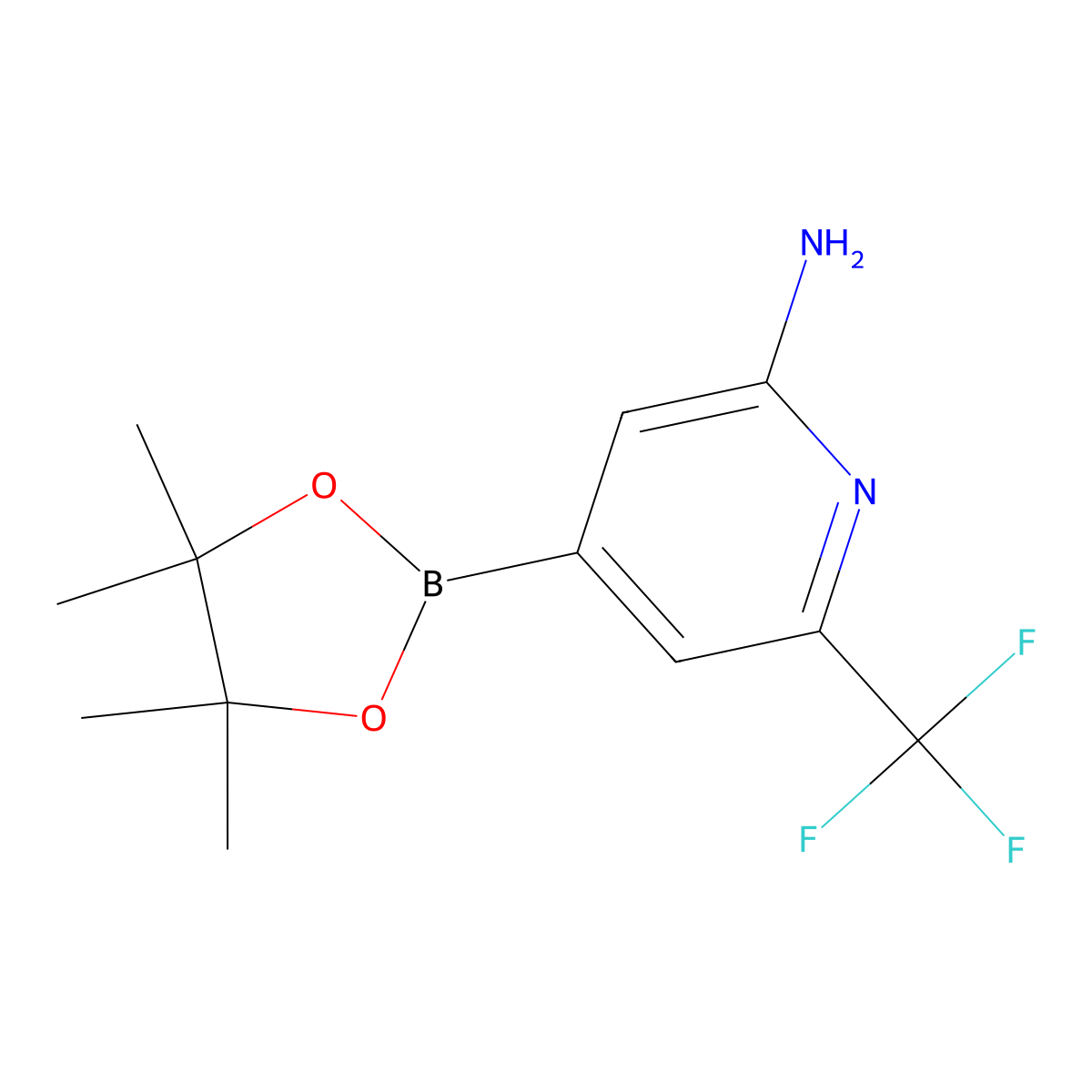 4-(4,4,5,5-Tetramethyl-1,3,2-dioxaborolan-2-yl)-6-(trifluoromethyl)pyridin-2-amine molecular structure, CAS 1558927-41-5