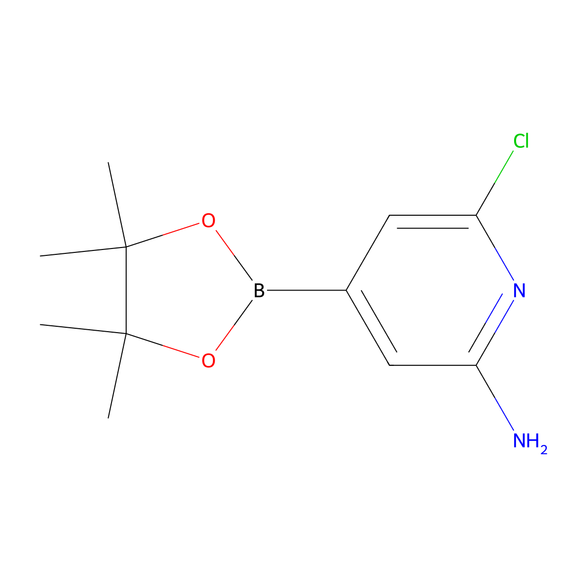 6-Chloro-4-(4,4,5,5-tetramethyl-1,3,2-dioxaborolan-2-yl)pyridin-2-amine molecular structure, CAS 1558927-43-7