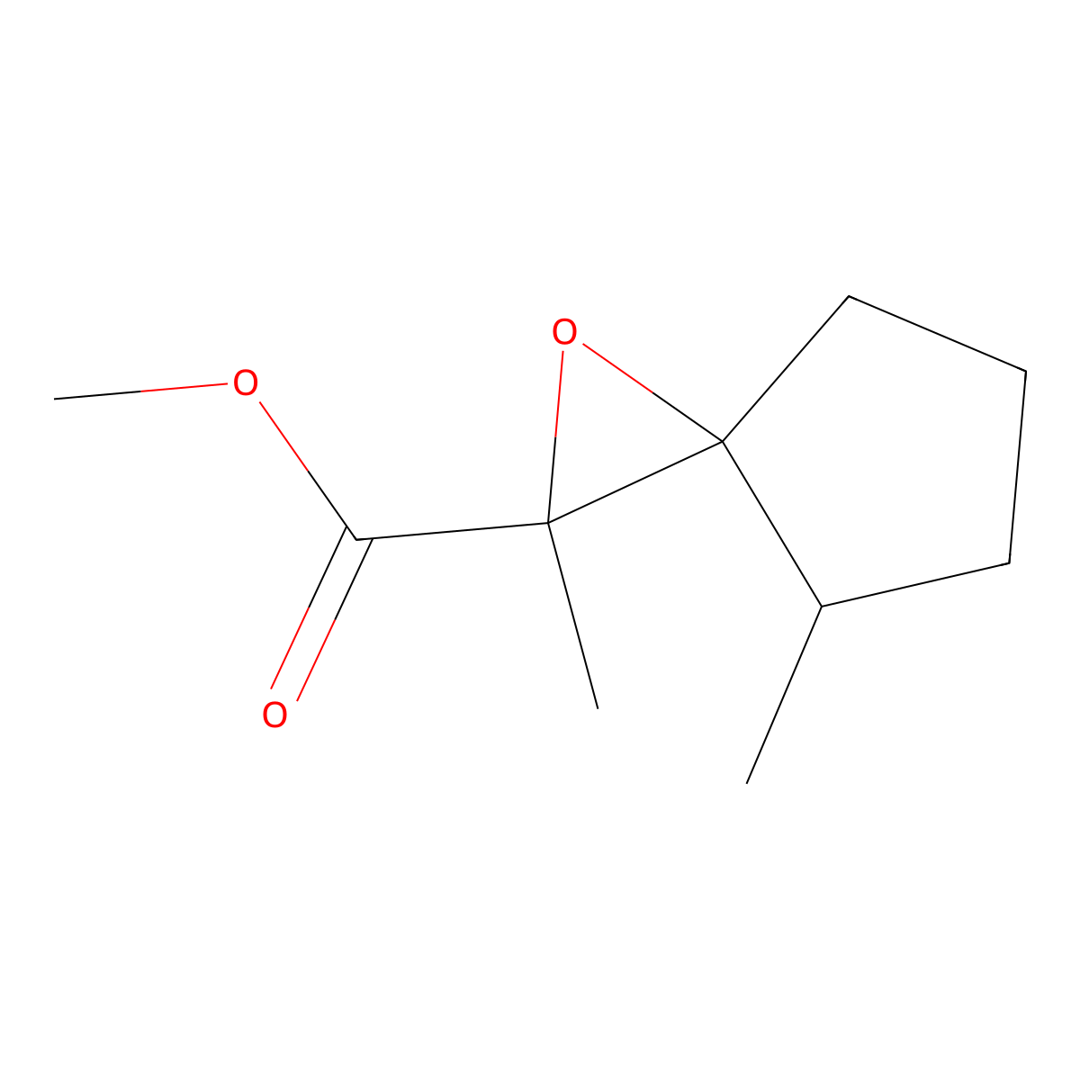 Methyl 2,4-dimethyl-1-oxaspiro[2.4]heptane-2-carboxylate molecular structure, CAS 1558973-38-8