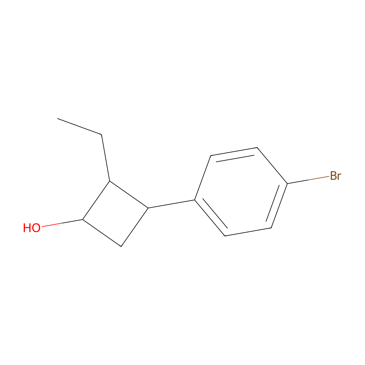 3-(4-Bromophenyl)-2-ethylcyclobutan-1-ol molecular structure, CAS 1558977-49-3