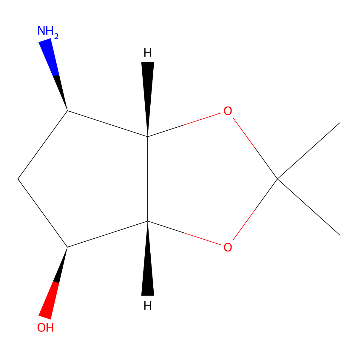 (3aR,4S,6R,6aS)-6-amino-2,2-dimethyltetrahydro-3aH-cyclopenta(d)(1,3)dioxol-4-ol molecular structure, CAS 155899-66-4