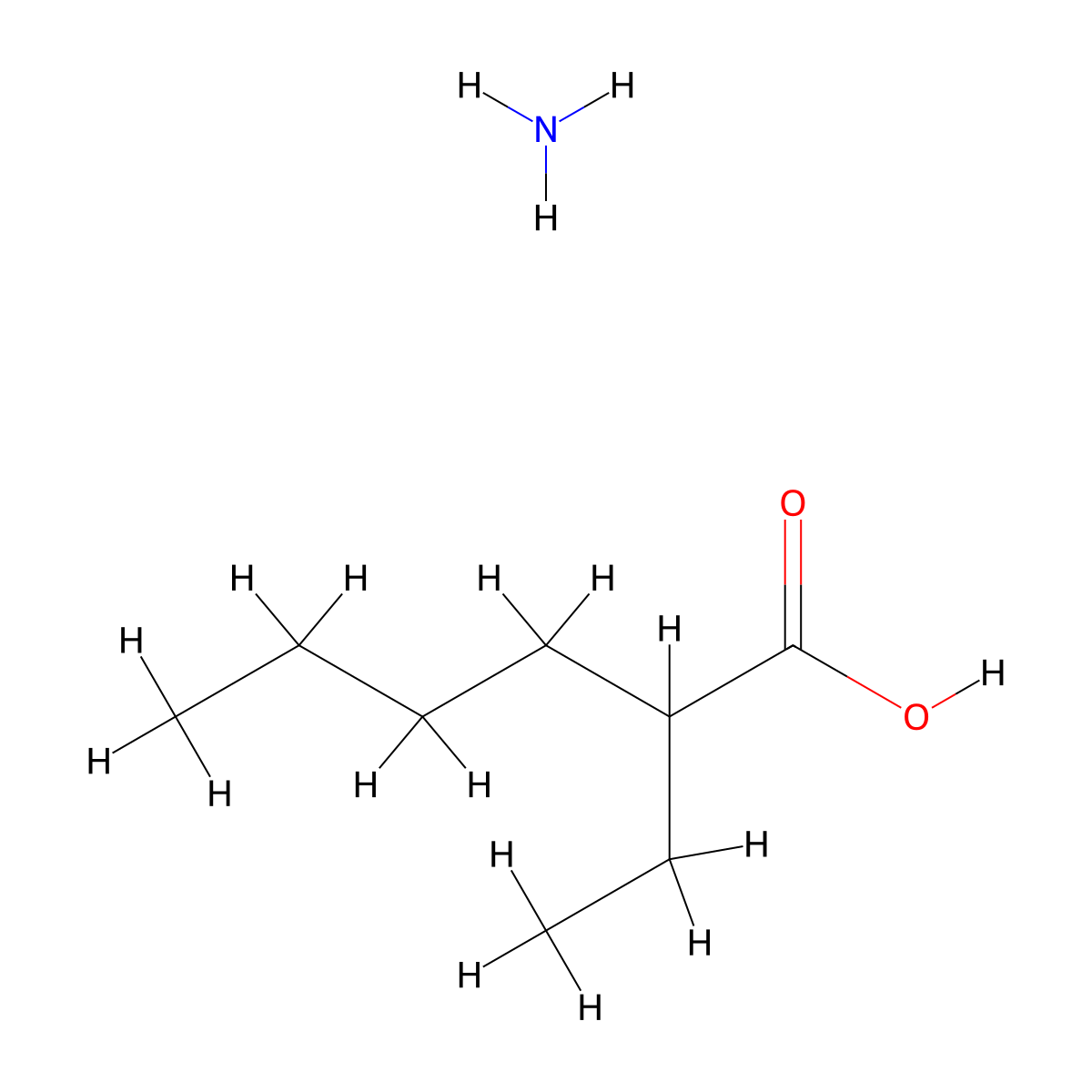 Ammonium 2-ethylhexanoate molecular structure, CAS 15590-60-0