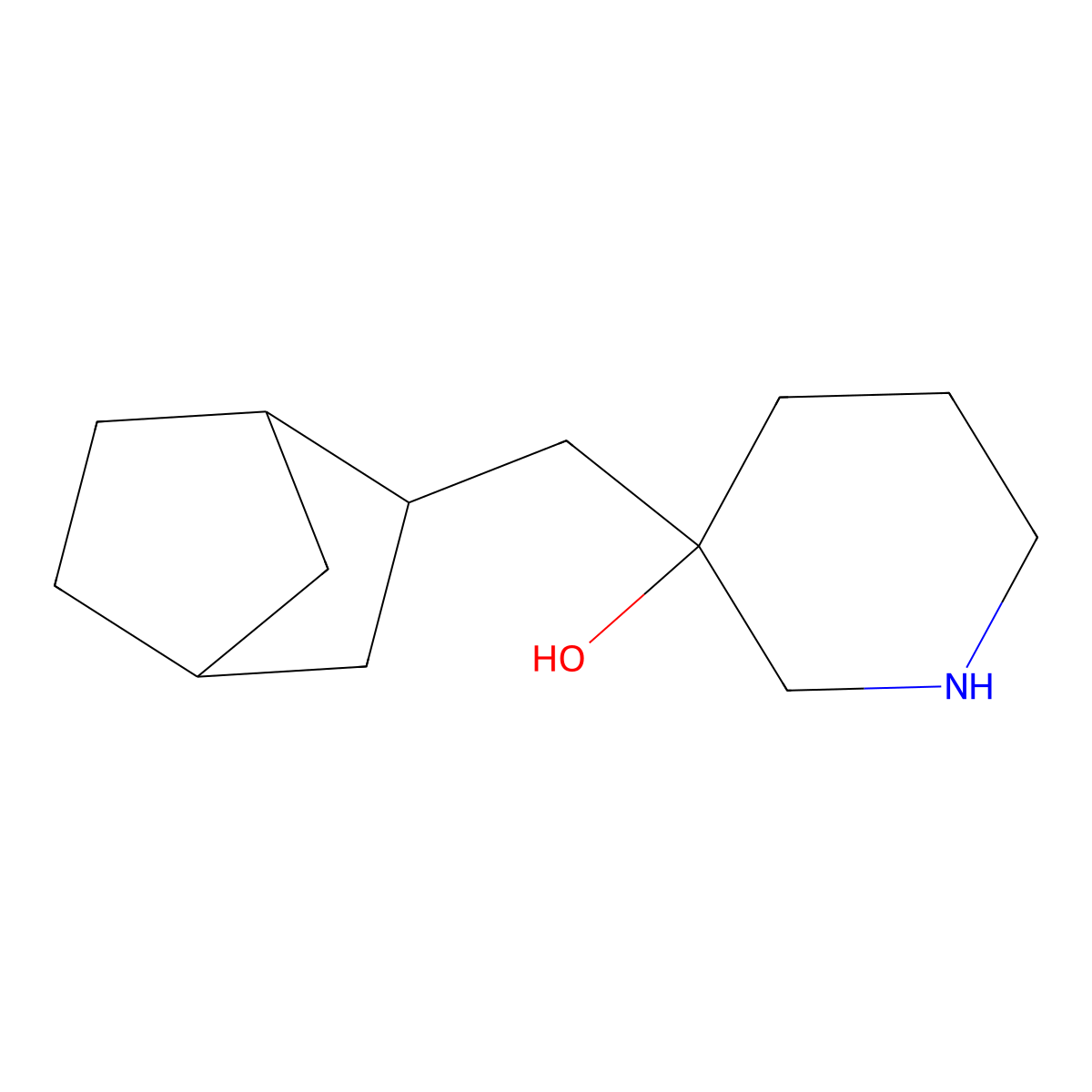 3-(Bicyclo[2.2.1]heptan-2-ylmethyl)piperidin-3-ol molecular structure, CAS 1559015-89-2