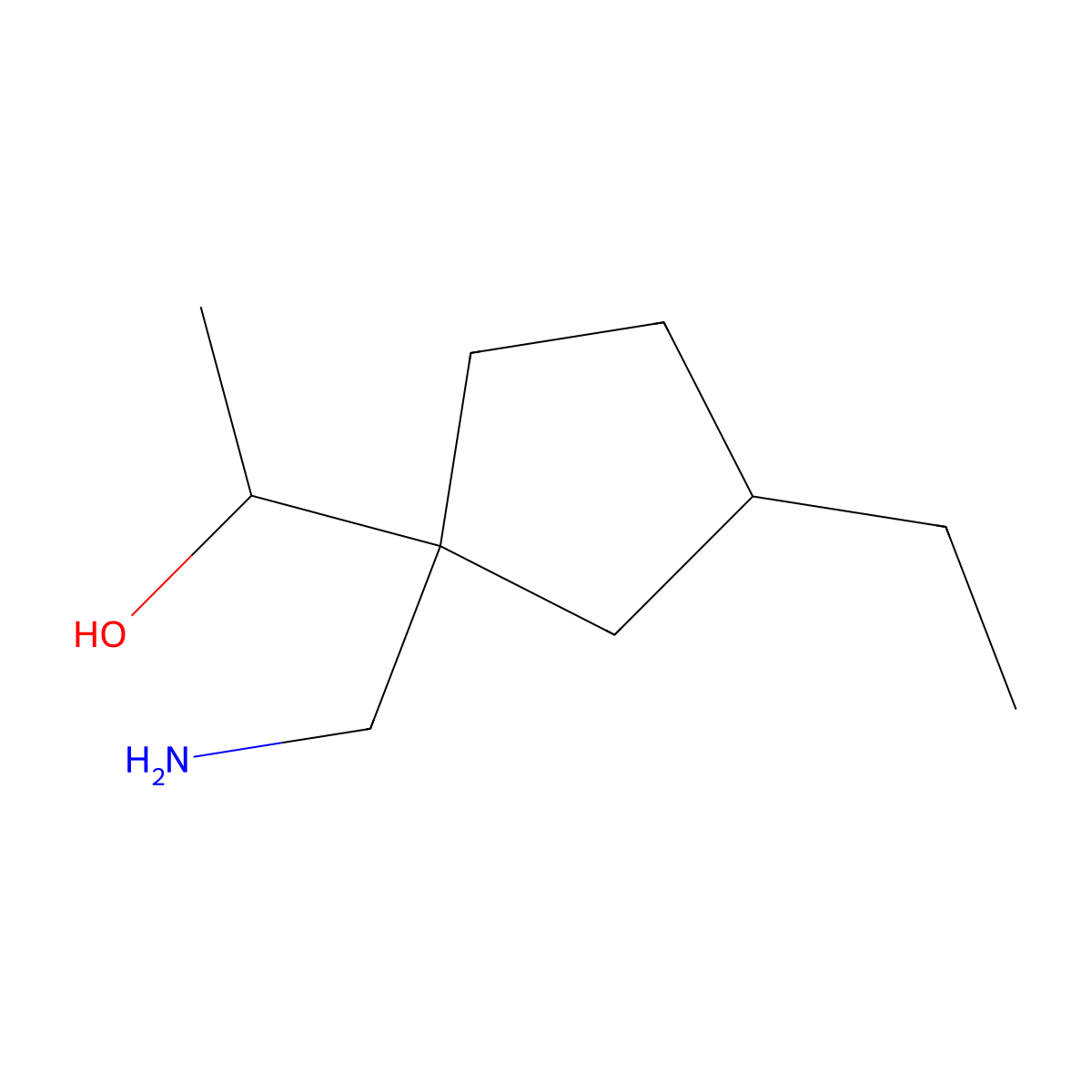 1-[1-(Aminomethyl)-3-ethylcyclopentyl]ethan-1-ol molecular structure, CAS 1559018-39-1