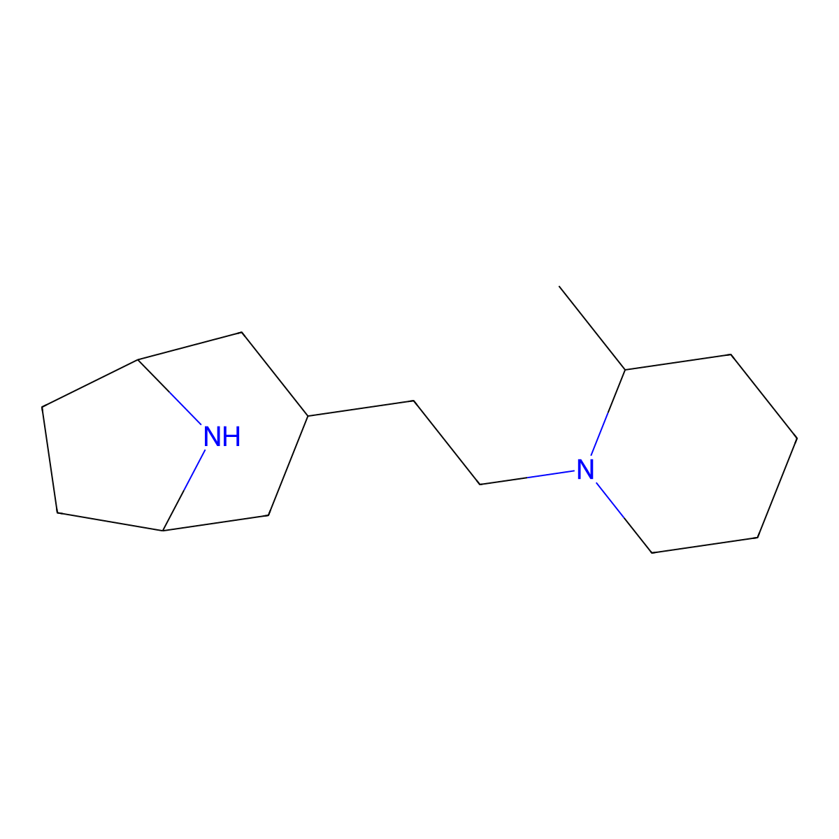 3-[2-(2-Methylpiperidin-1-yl)ethyl]-8-azabicyclo[3.2.1]octane molecular structure, CAS 1559034-46-6