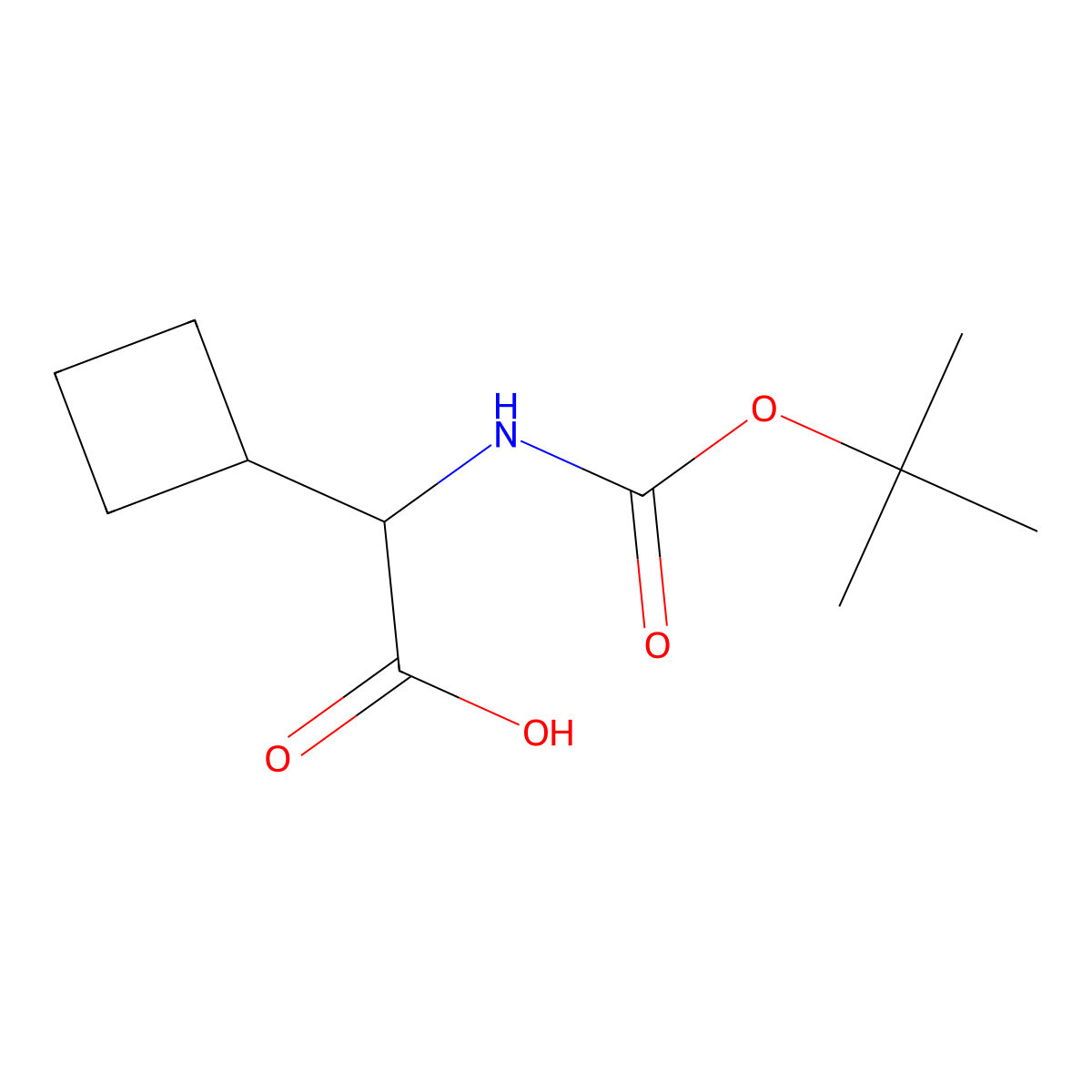 (S)-2-((tert-Butoxycarbonyl)amino)-2-cyclobutylacetic acid molecular structure, CAS 155905-77-4