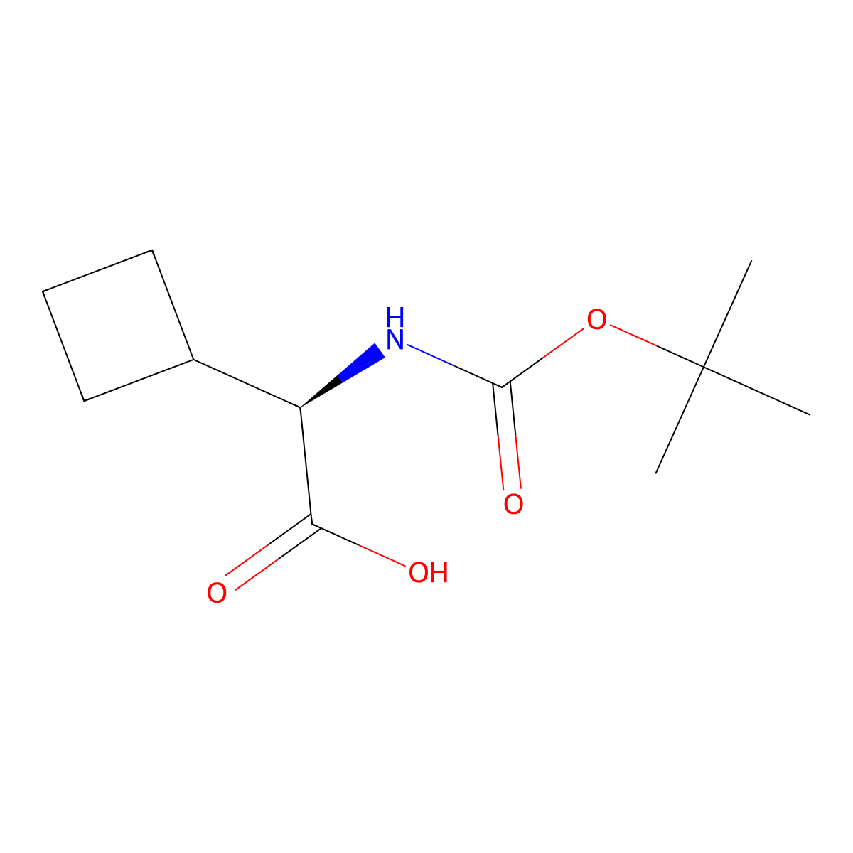 (R)-2-((tert-Butoxycarbonyl)amino)-2-cyclobutylacetic acid molecular structure, CAS 155905-78-5