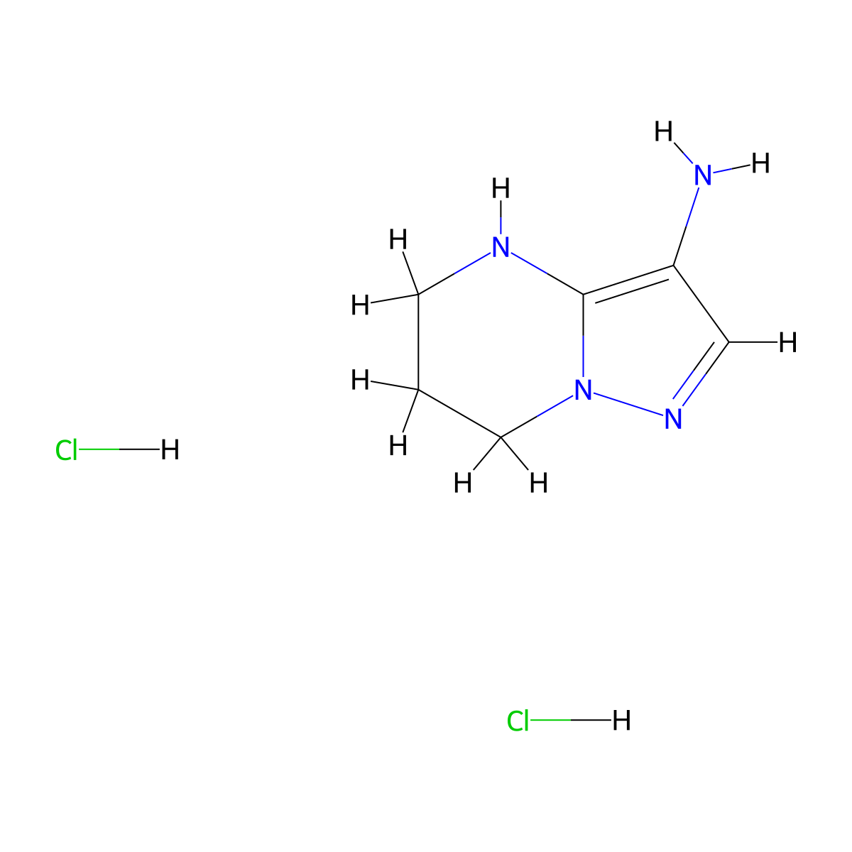 4,5,6,7-Tetrahydropyrazolo[1,5-a]pyrimidin-3-amine dihydrochloride molecular structure, CAS 1559059-79-8