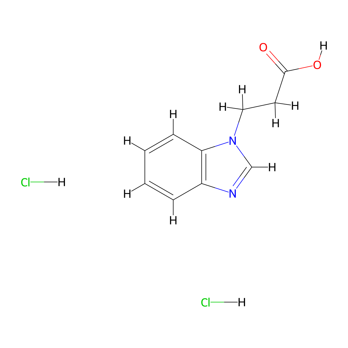 3-(1H-benzimidazol-1-yl)propanoic acid dihydrochloride molecular structure, CAS 1559062-01-9