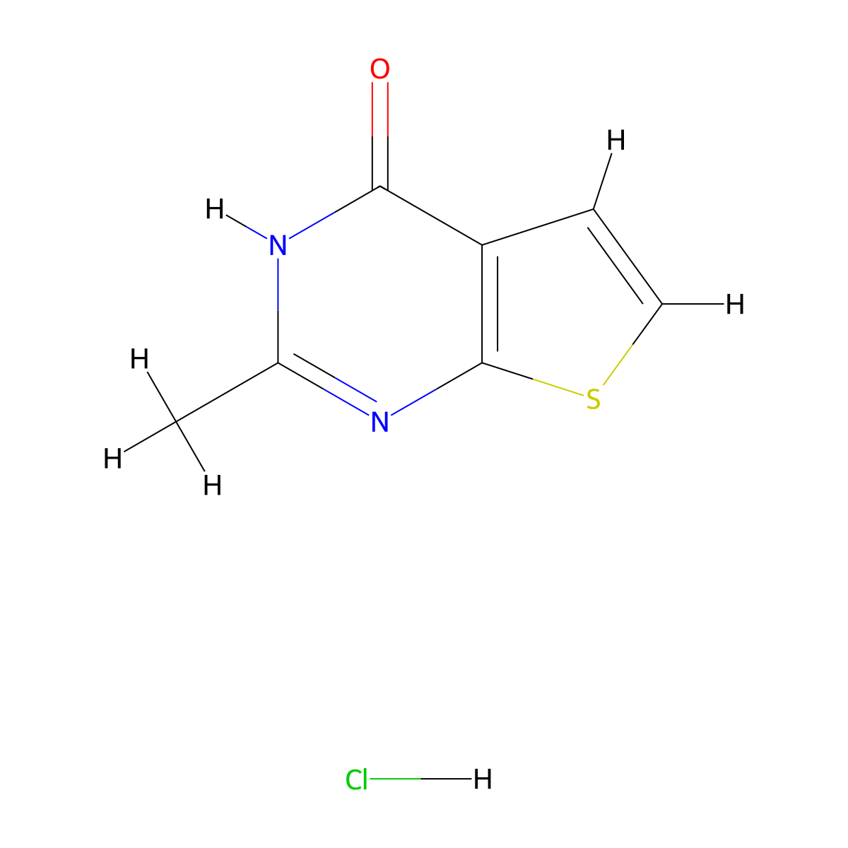 2-methylthieno[2,3-d]pyrimidin-4(3H)-one hydrochloride molecular structure, CAS 1559062-08-6