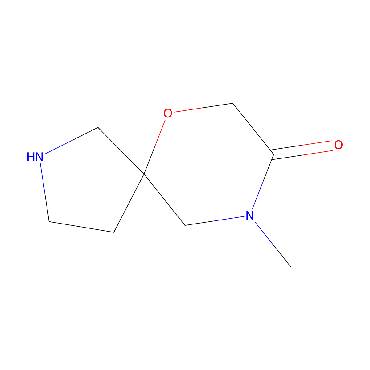 9-Methyl-6-oxa-2,9-diazaspiro[4.5]decan-8-one molecular structure, CAS 1559063-97-6