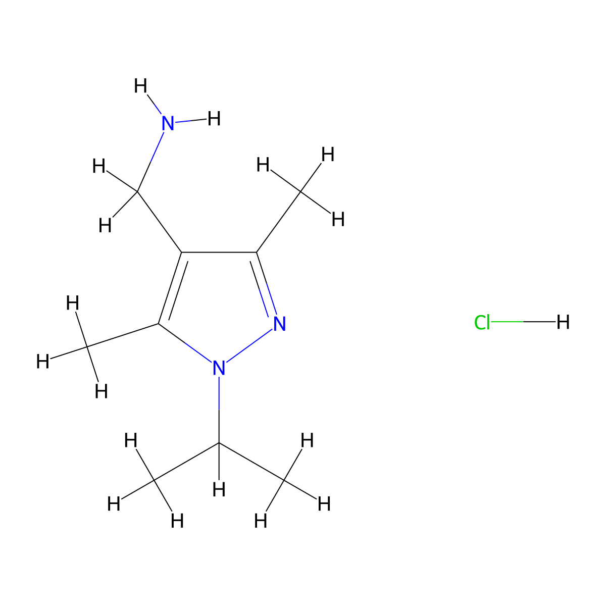 [(1-isopropyl-3,5-dimethyl-1H-pyrazol-4-yl)methyl]amine hydrochloride molecular structure, CAS 1559063-98-7