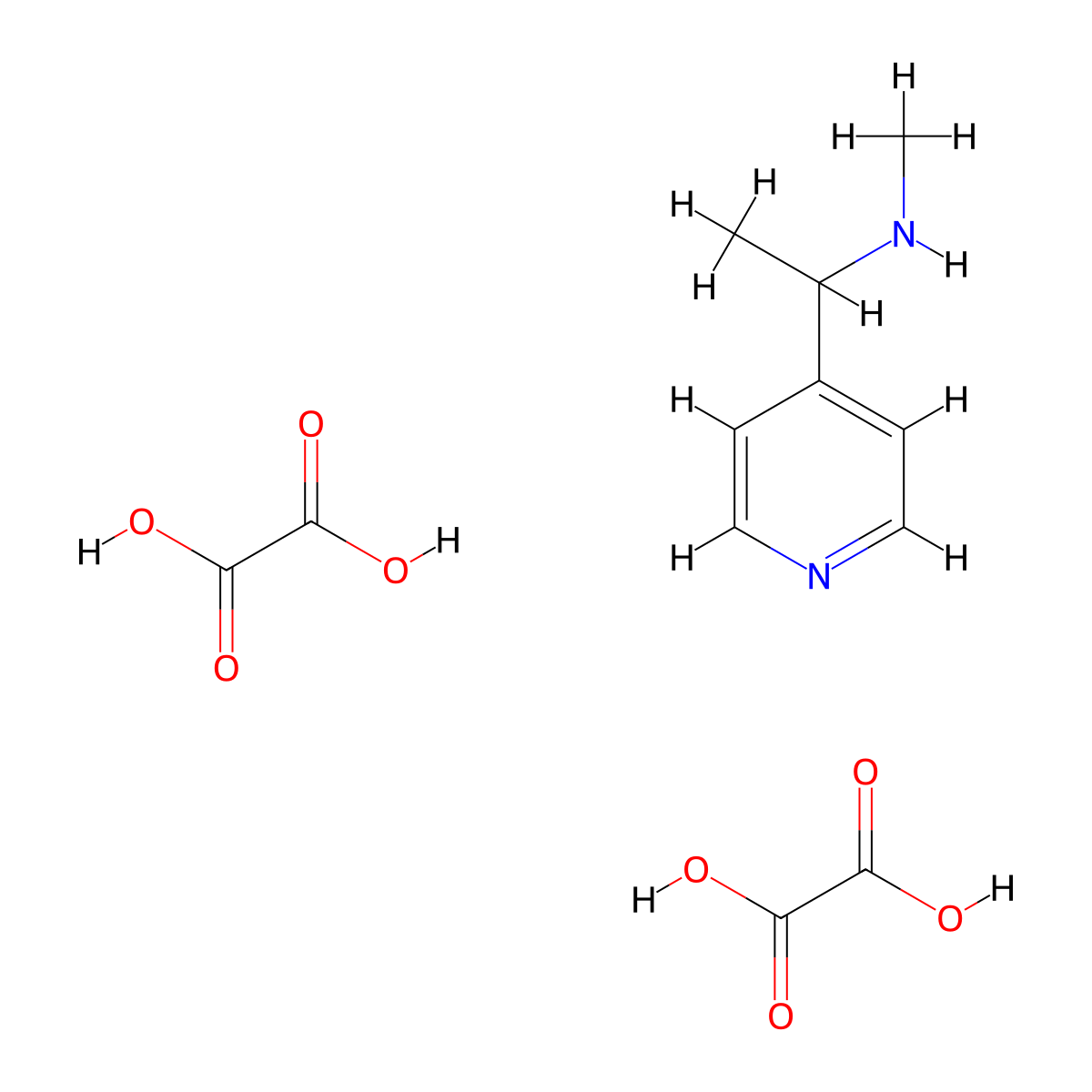 N-methyl-1-(4-pyridinyl)ethanamine diethanedioate molecular structure, CAS 1559064-06-0