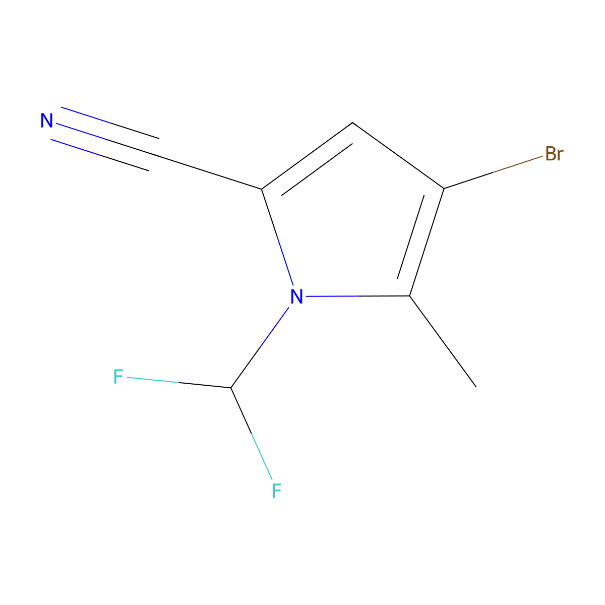 4-bromo-1-(difluoromethyl)-5-methyl-1H-pyrrole-2-carbonitrile molecular structure, CAS 1559064-11-7