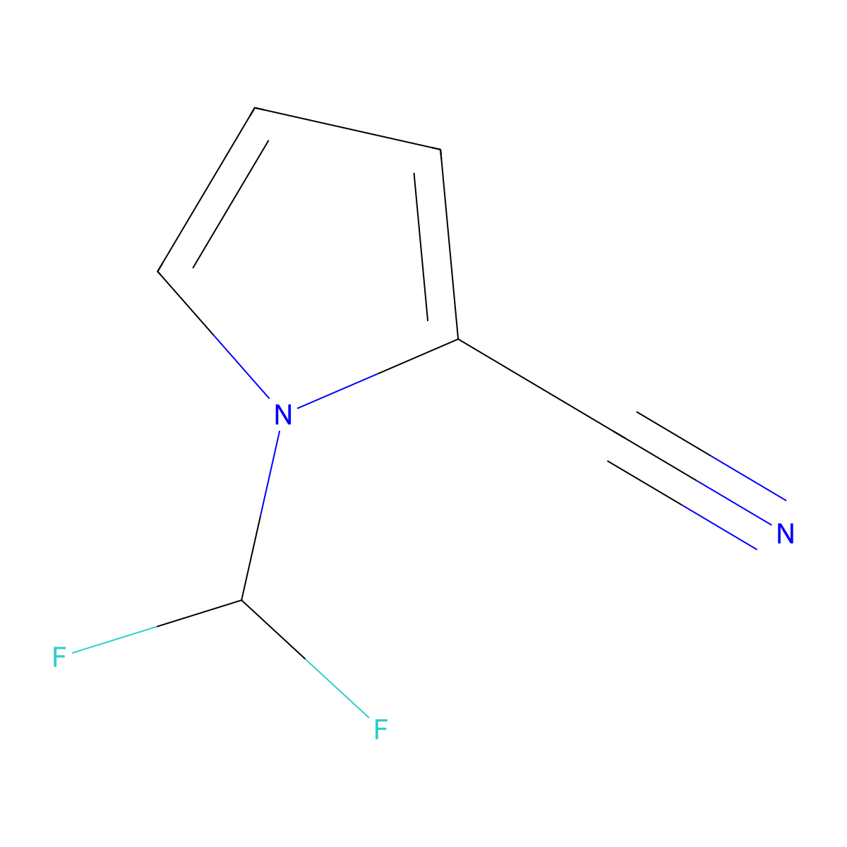 1-(difluoromethyl)-1H-pyrrole-2-carbonitrile molecular structure, CAS 1559064-15-1