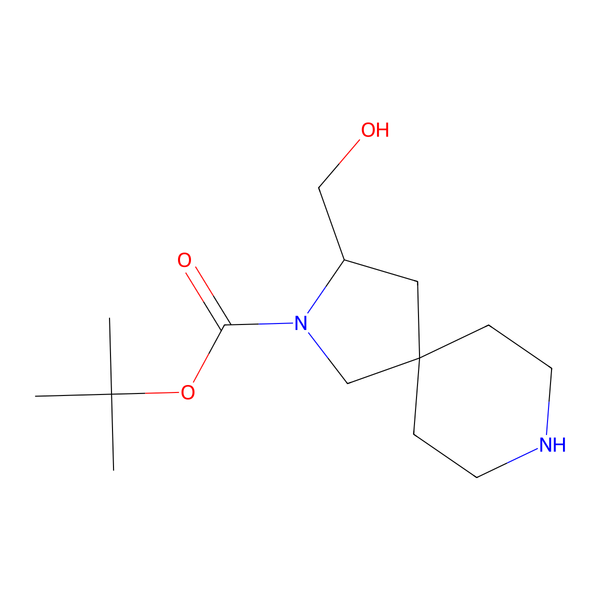 Tert-butyl 3-(hydroxymethyl)-2,8-diazaspiro[4.5]decane-2-carboxylate molecular structure, CAS 1559064-17-3