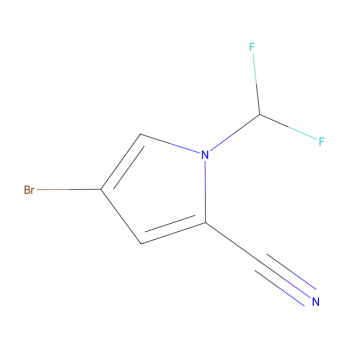 4-bromo-1-(difluoromethyl)-1H-pyrrole-2-carbonitrile molecular structure, CAS 1559067-57-0