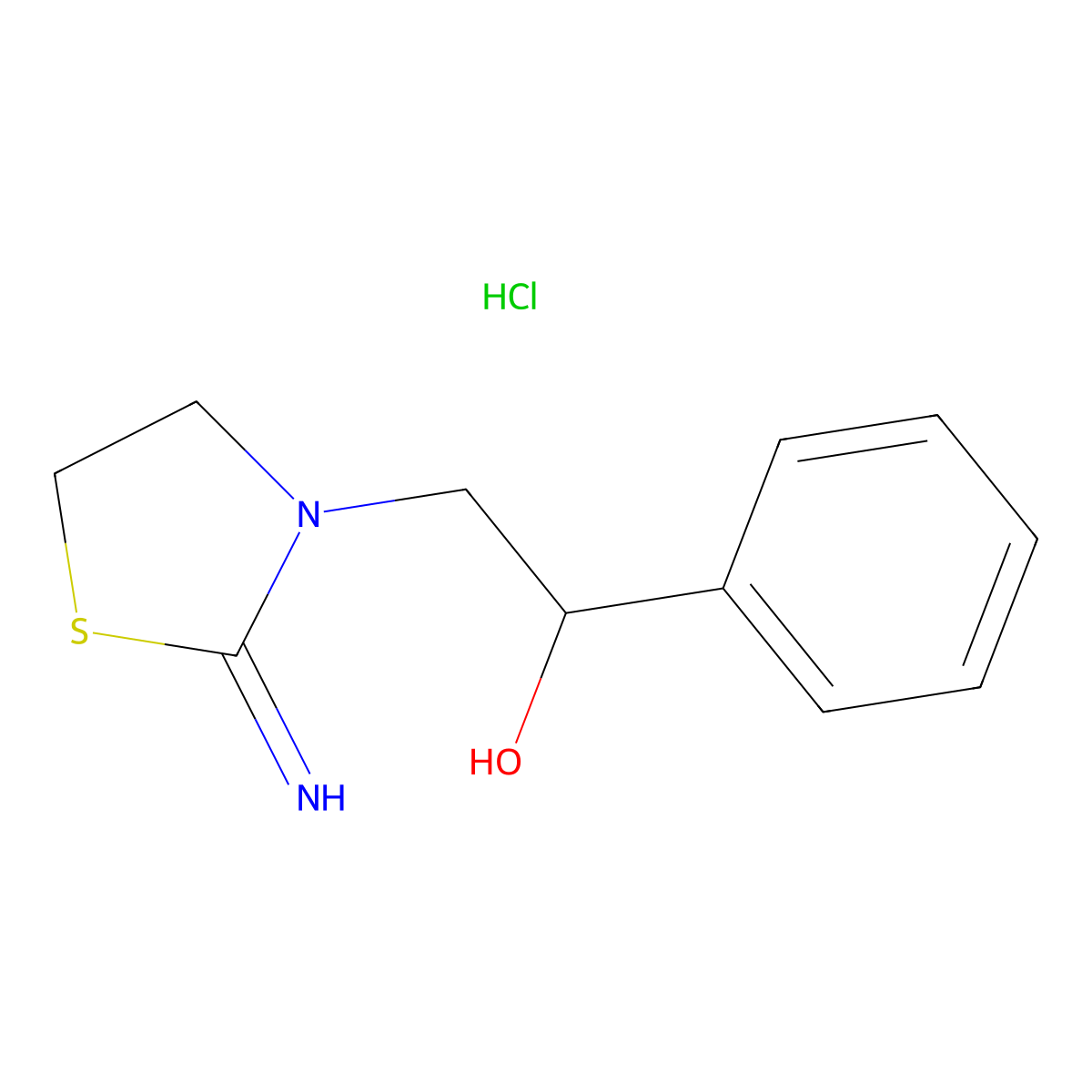 2-(2-Iminothiazolidin-3-yl)-1-phenylethanol hydrochloride molecular structure, CAS 15591-41-0