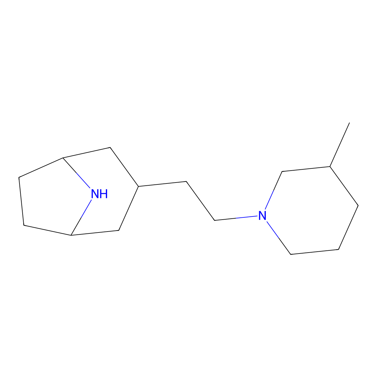3-[2-(3-Methylpiperidin-1-yl)ethyl]-8-azabicyclo[3.2.1]octane molecular structure, CAS 1559152-85-0