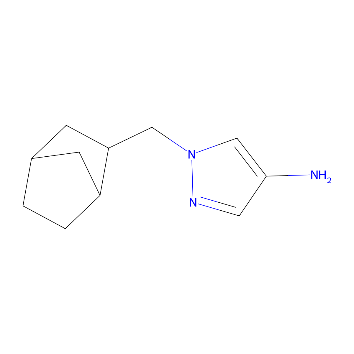 1-({bicyclo[2.2.1]heptan-2-yl}methyl)-1H-pyrazol-4-amine molecular structure, CAS 1559202-01-5