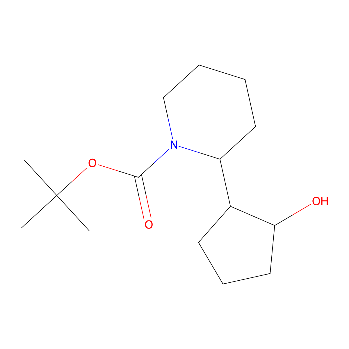 Tert-butyl 2-(2-hydroxycyclopentyl)piperidine-1-carboxylate molecular structure, CAS 1559209-94-7