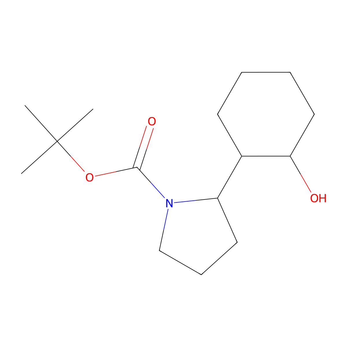 Tert-butyl 2-(2-hydroxycyclohexyl)pyrrolidine-1-carboxylate molecular structure, CAS 1559261-08-3