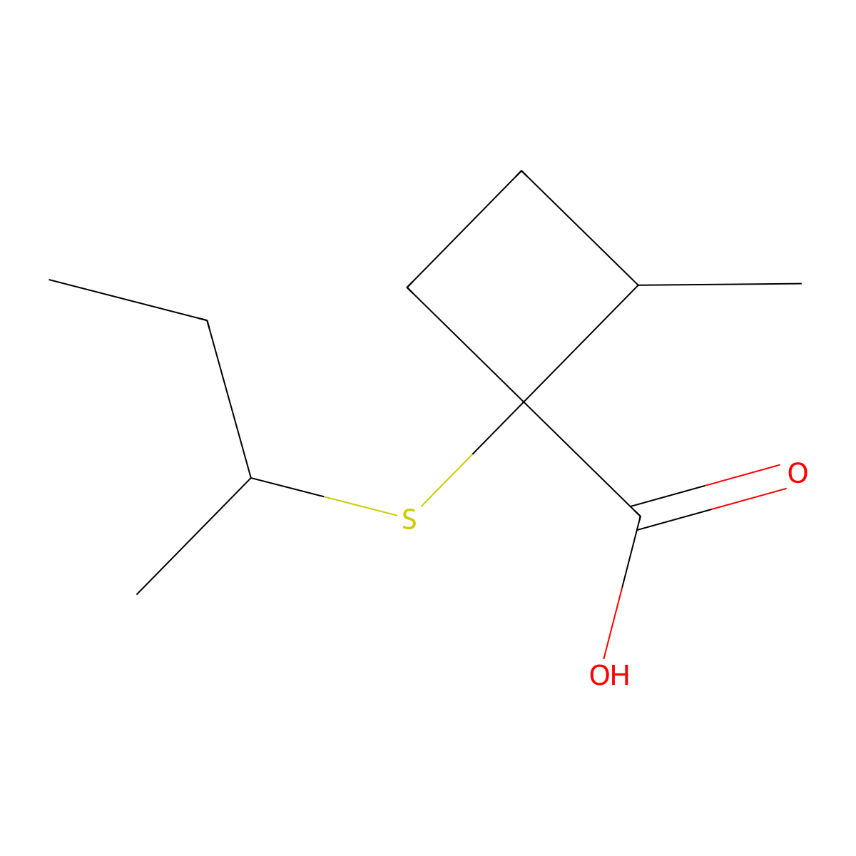 1-(Sec-butylthio)-2-methylcyclobutane-1-carboxylic acid molecular structure, CAS 1559262-65-5