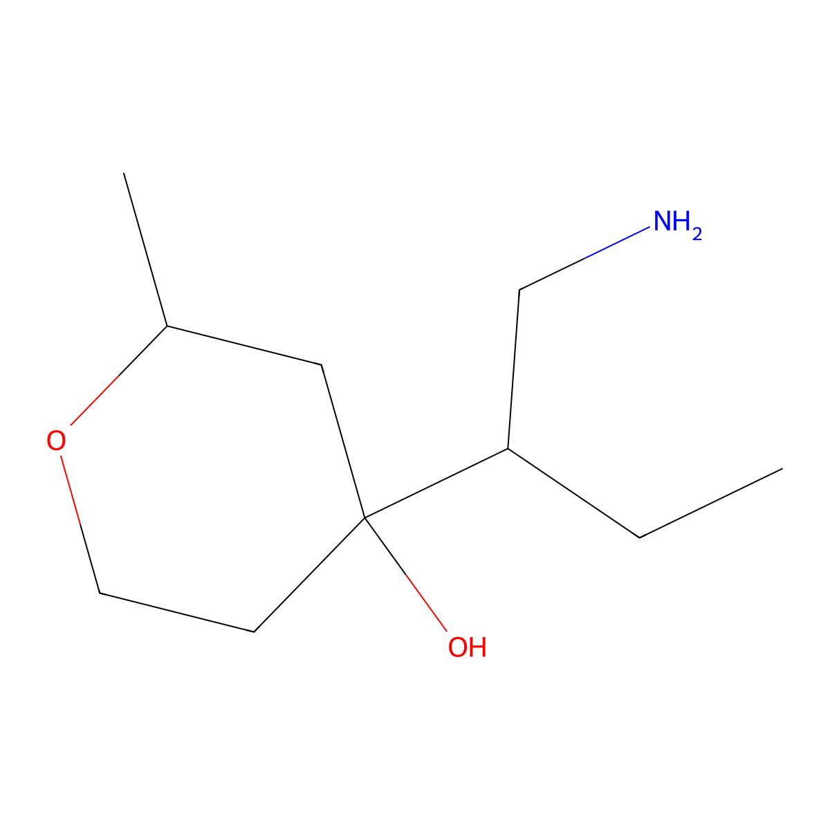 4-(1-Aminobutan-2-yl)-2-methyloxan-4-ol molecular structure, CAS 1559284-35-3
