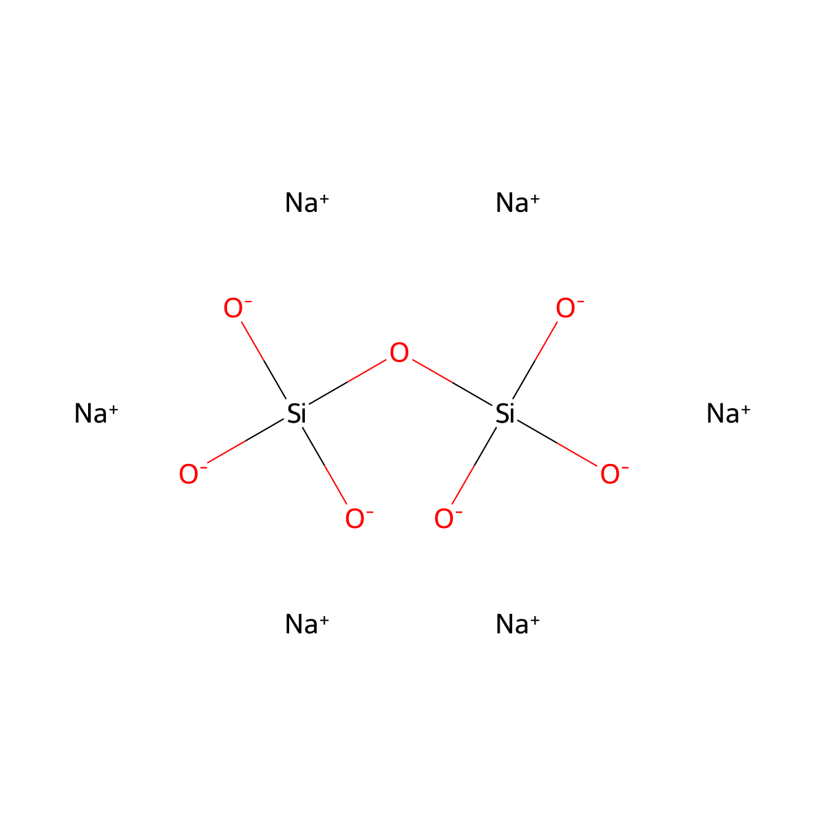 Sodium pyrosilicate molecular structure, CAS 15593-82-5